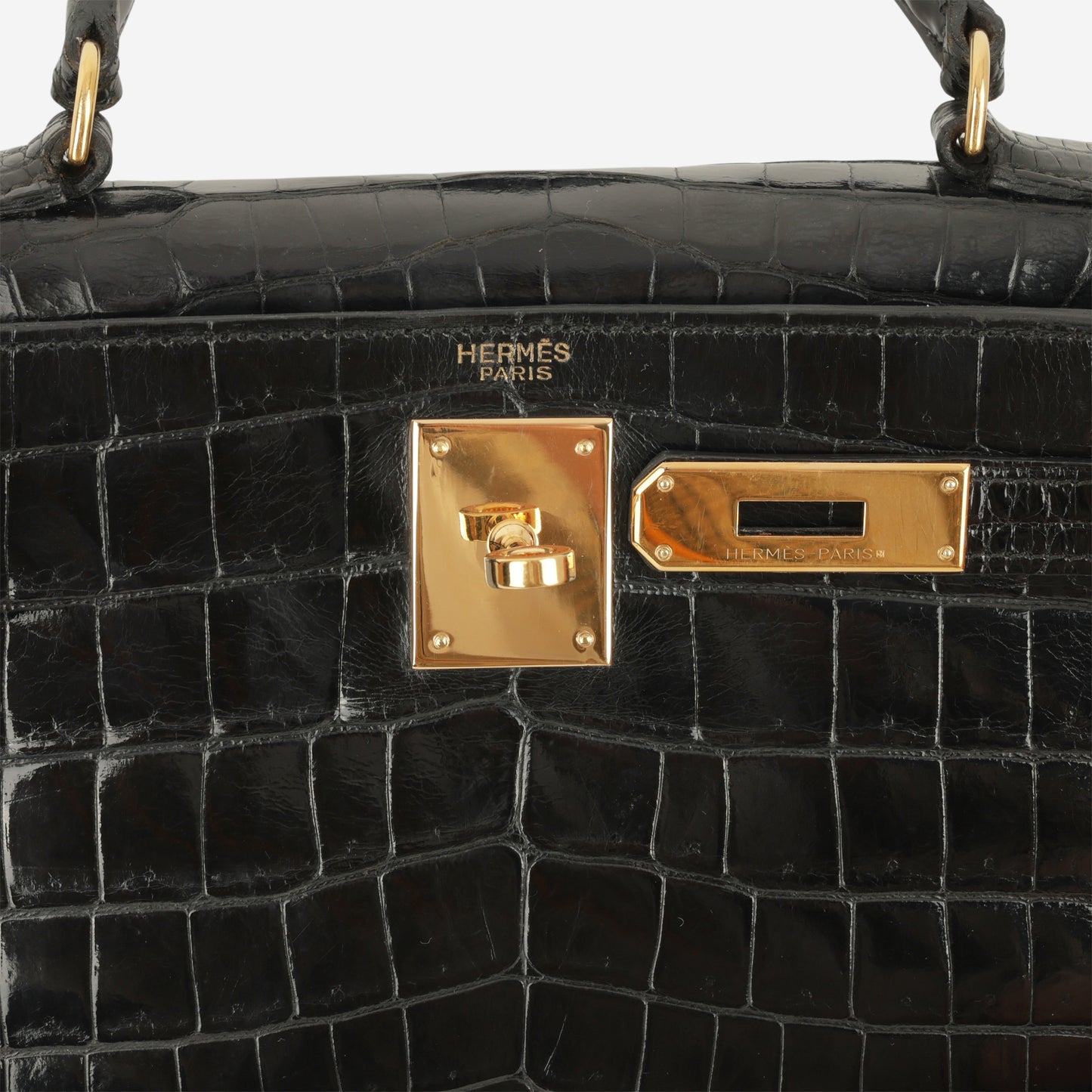 Hermès Vintage Kelly 28 - Black Crocodile Porosus Lisse | Gold Hardware