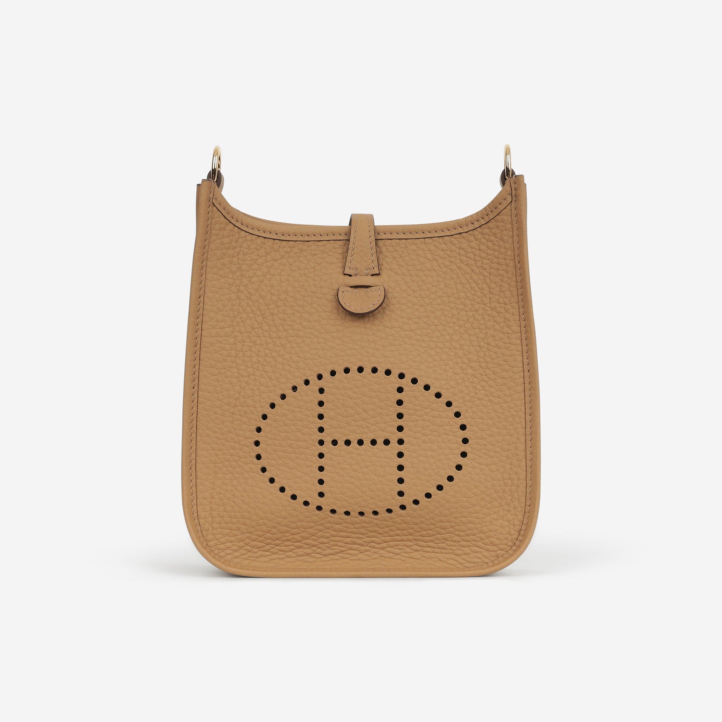 Hermès Mini Evelyne 16  - Biscuit Clemence / Tonal Strap | Gold Hardware