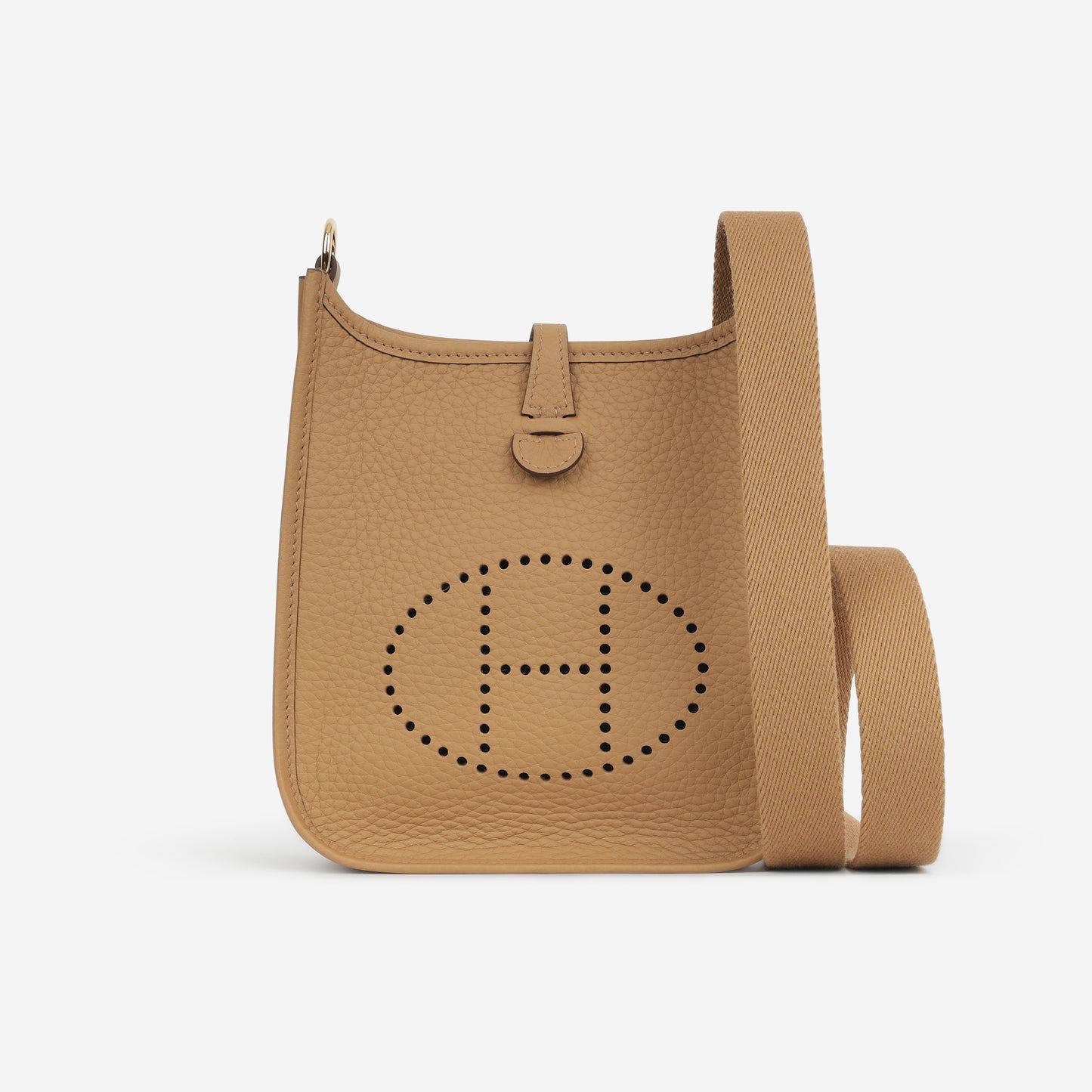 Hermès Mini Evelyne 16  - Biscuit Clemence / Tonal Strap | Gold Hardware