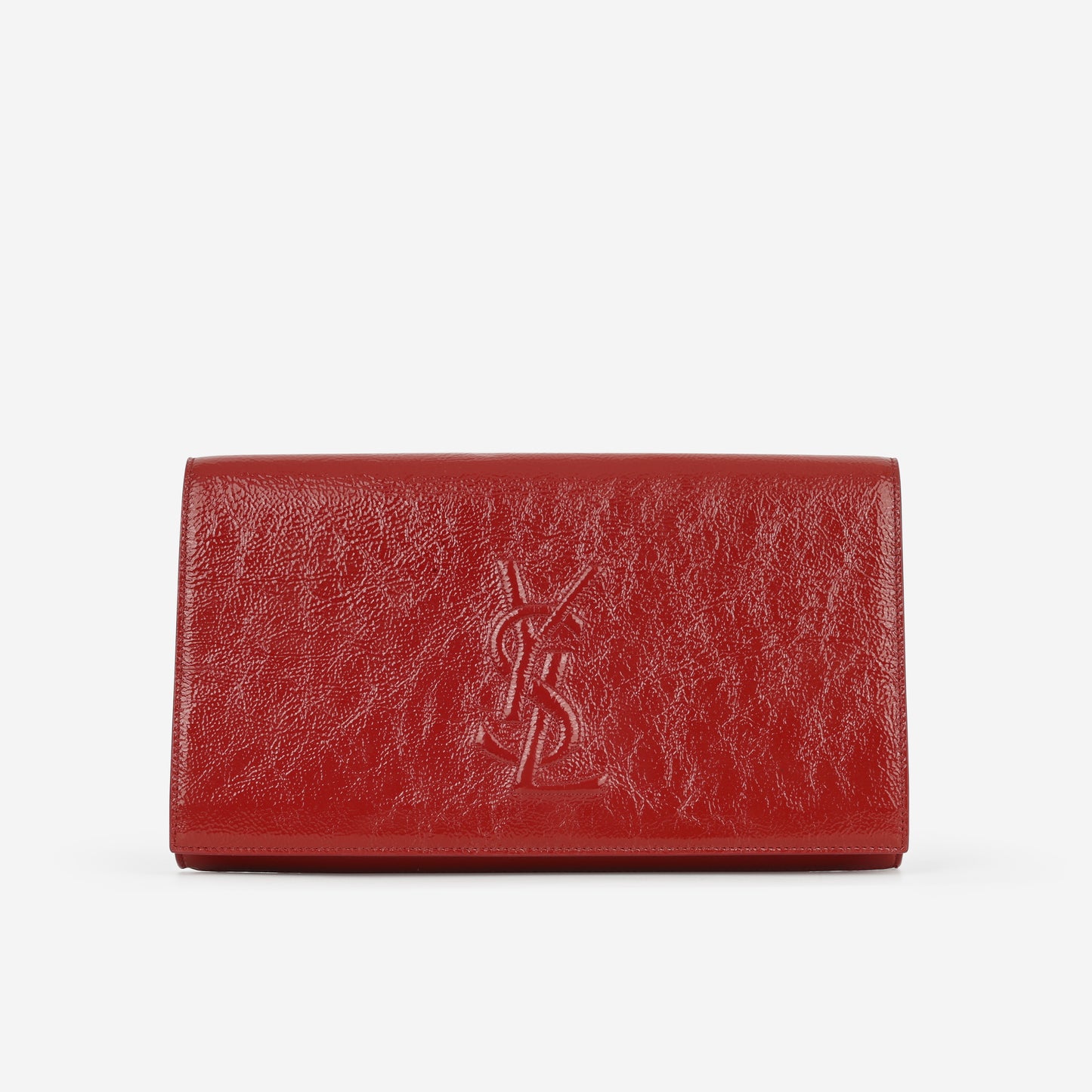 Saint Laurent Belle de Jour Clutch - Red Textured Glazed Calfskin