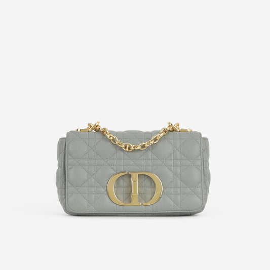 Dior Small Caro Bag - Stone Grey Cannage Calfskin | Gold Hardware