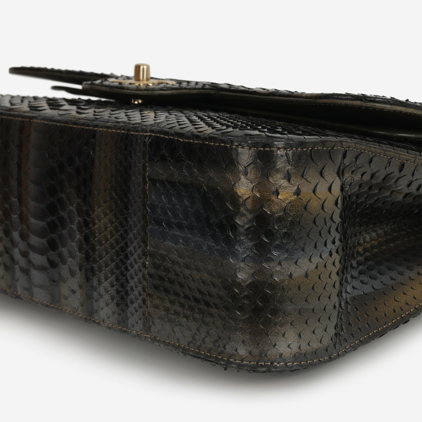 Chanel Rare Tricolour Jumbo Classic Flap - Black / Gold / Silver Python | Gold Hardware
