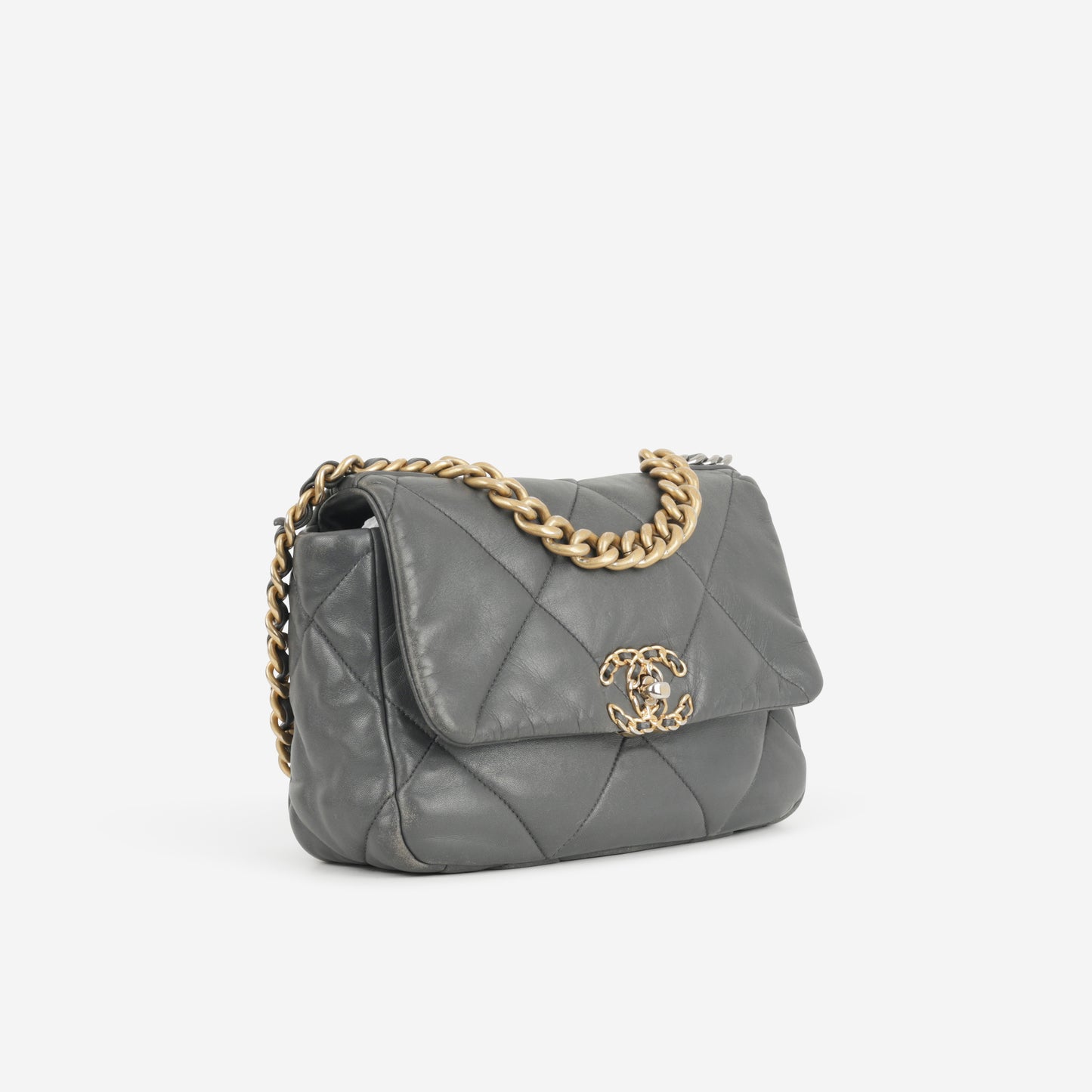 Chanel Small 19 Flap - Grey Lambskin | Mixed Metal Hardware