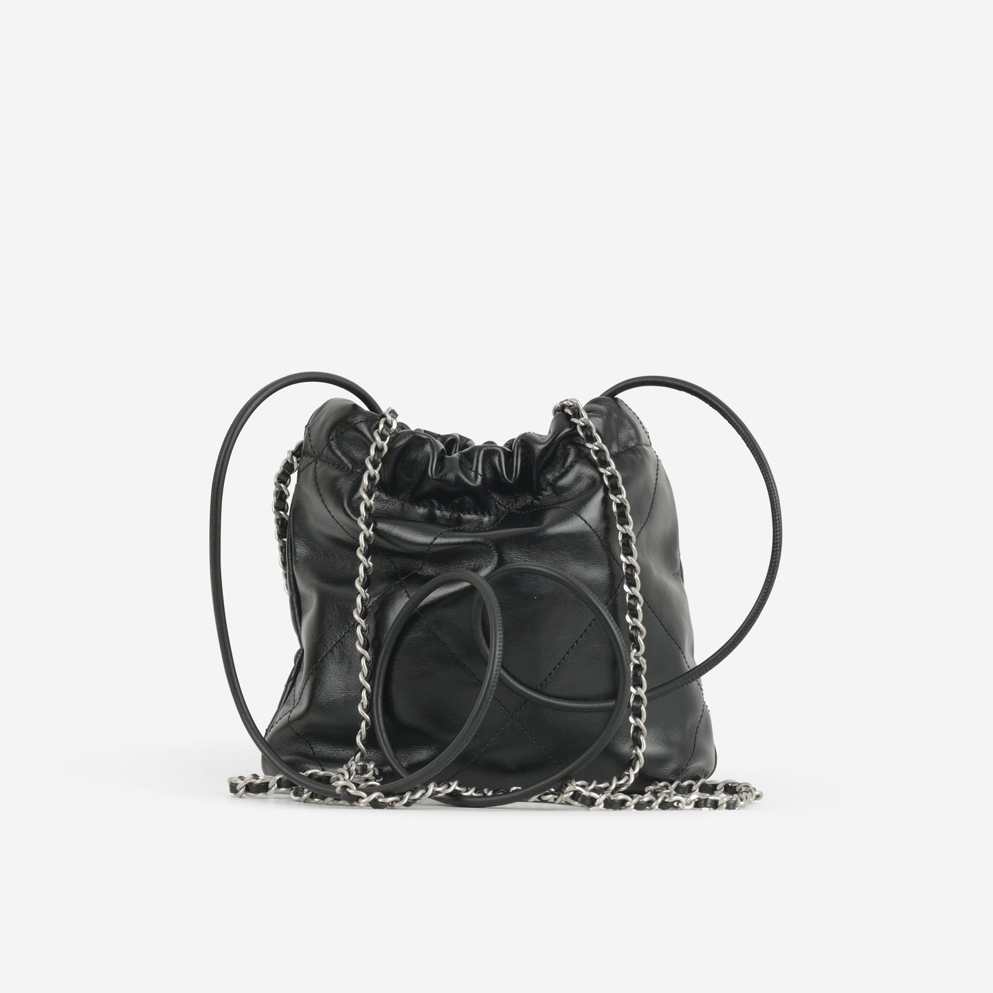 Chanel Mini 22 - Black Calfskin | Silver Hardware