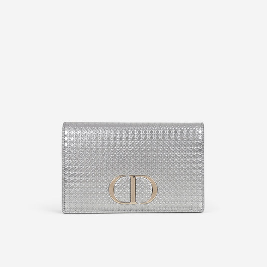 Dior 2-In-1 30 Montaigne Pouch - Silver Microcannage Calfskin | Champagne Gold Hardware