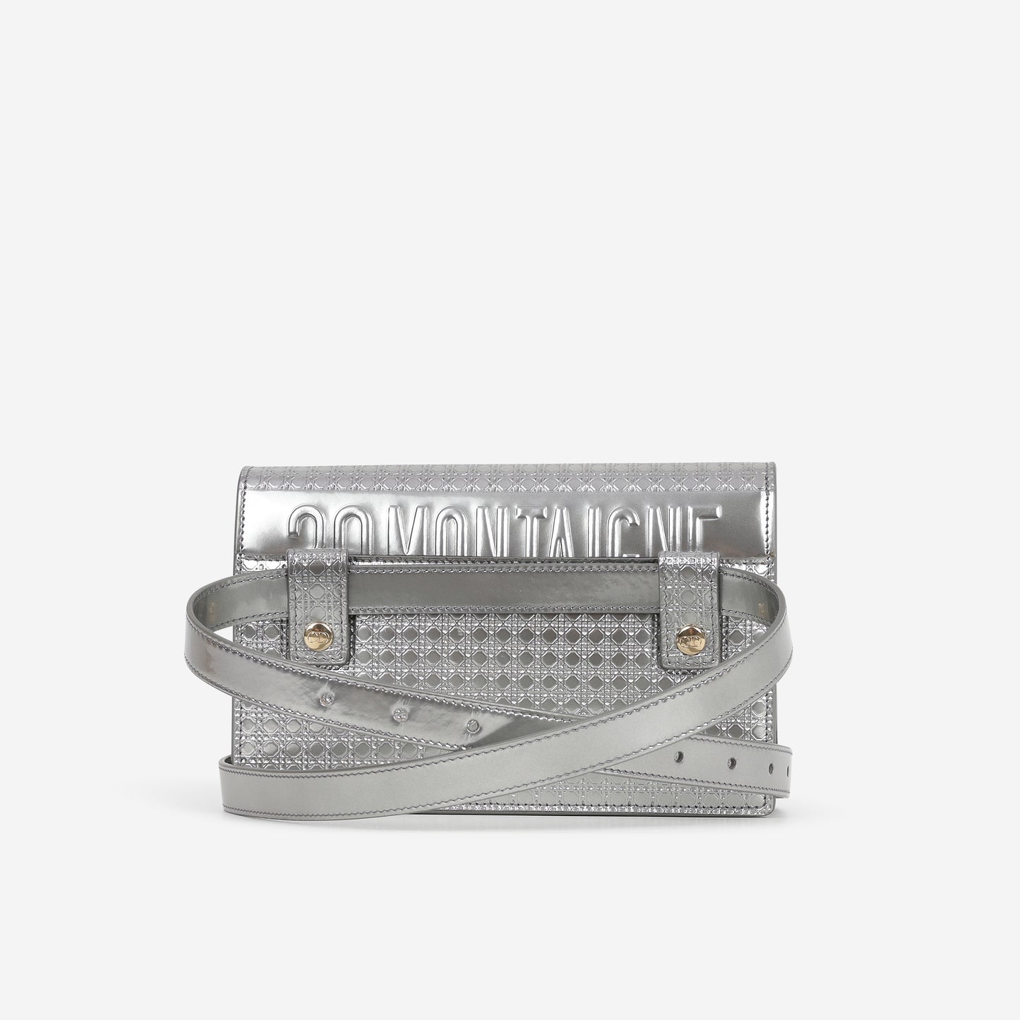Dior 2-In-1 30 Montaigne Pouch - Silver Microcannage Calfskin | Champagne Gold Hardware