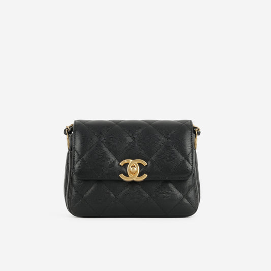 Chanel 2024 Seasonal Square Flap - Black Caviar | Aged Gold Hardware