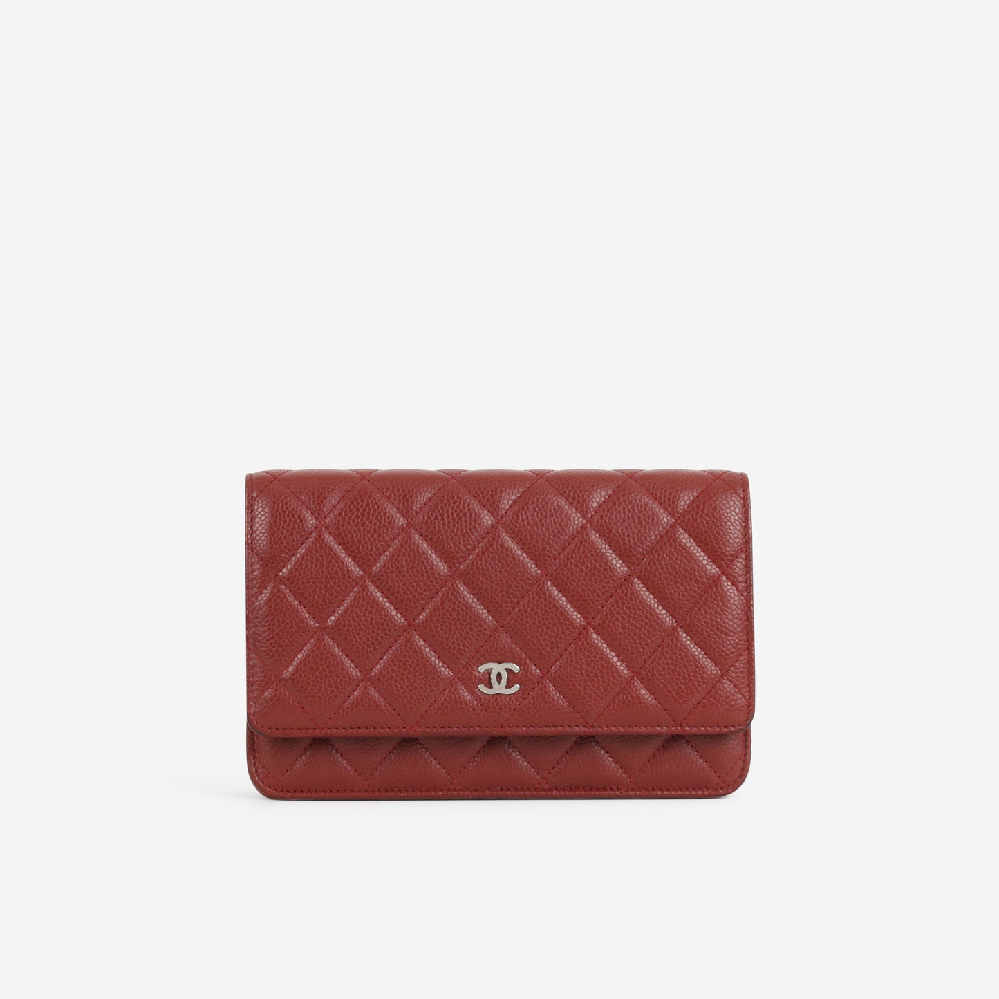 Chanel Classic Wallet on Chain - Red Caviar | Silver Hardware