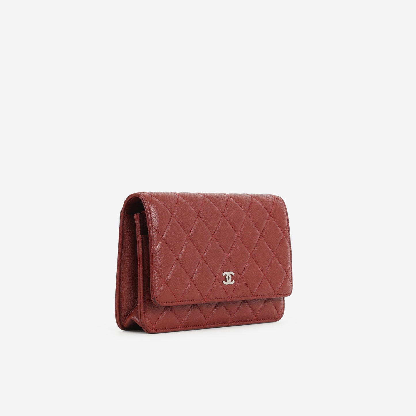 Chanel Classic Wallet on Chain - Red Caviar | Silver Hardware