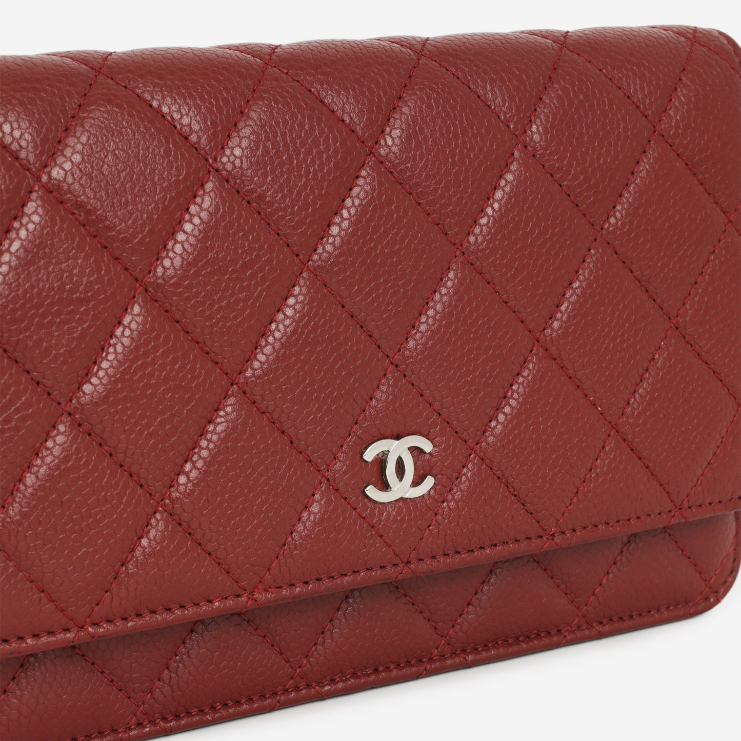 Chanel Classic Wallet on Chain - Red Caviar | Silver Hardware