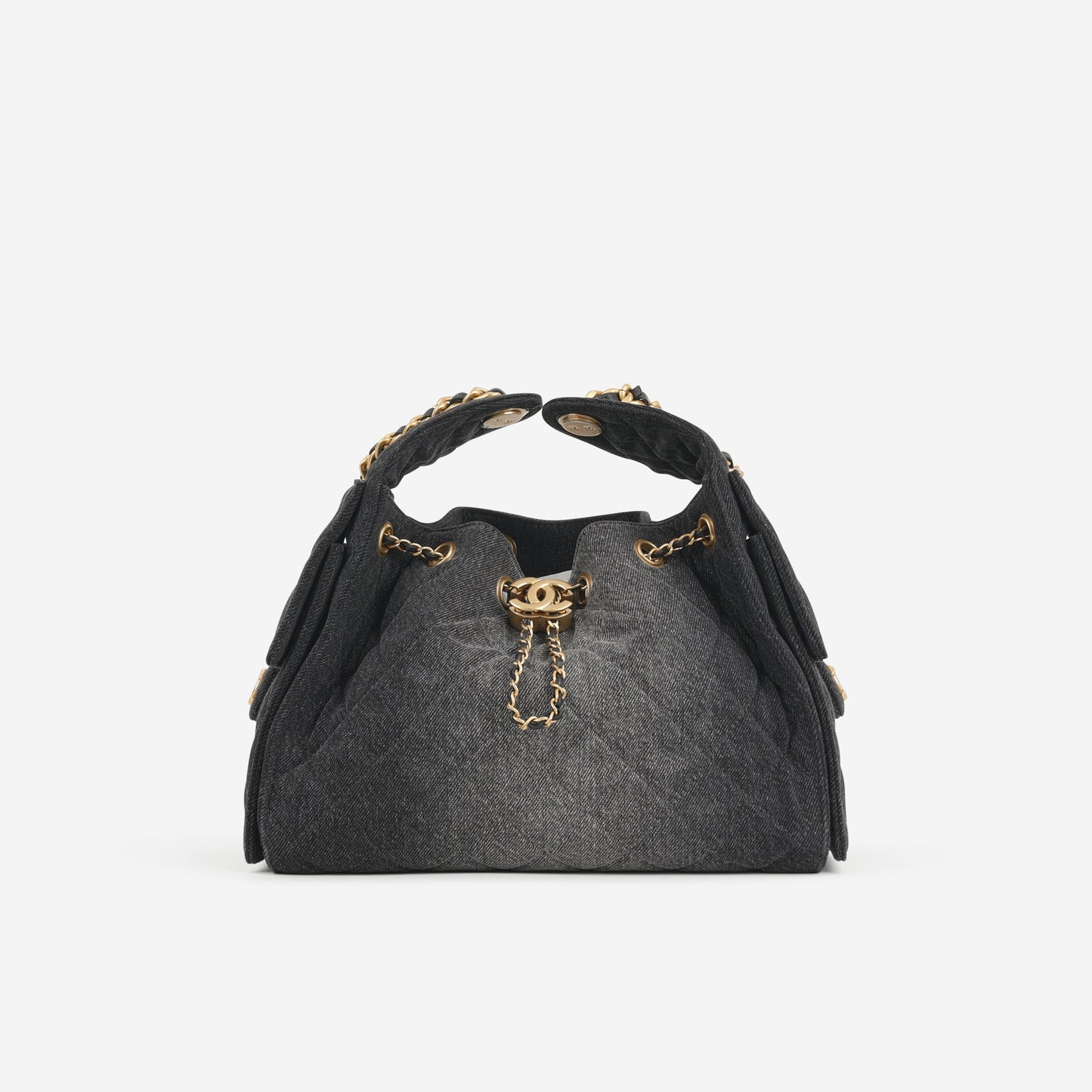 Chanel Small 25 Hobo - Black Denim | Aged Gold Hardware