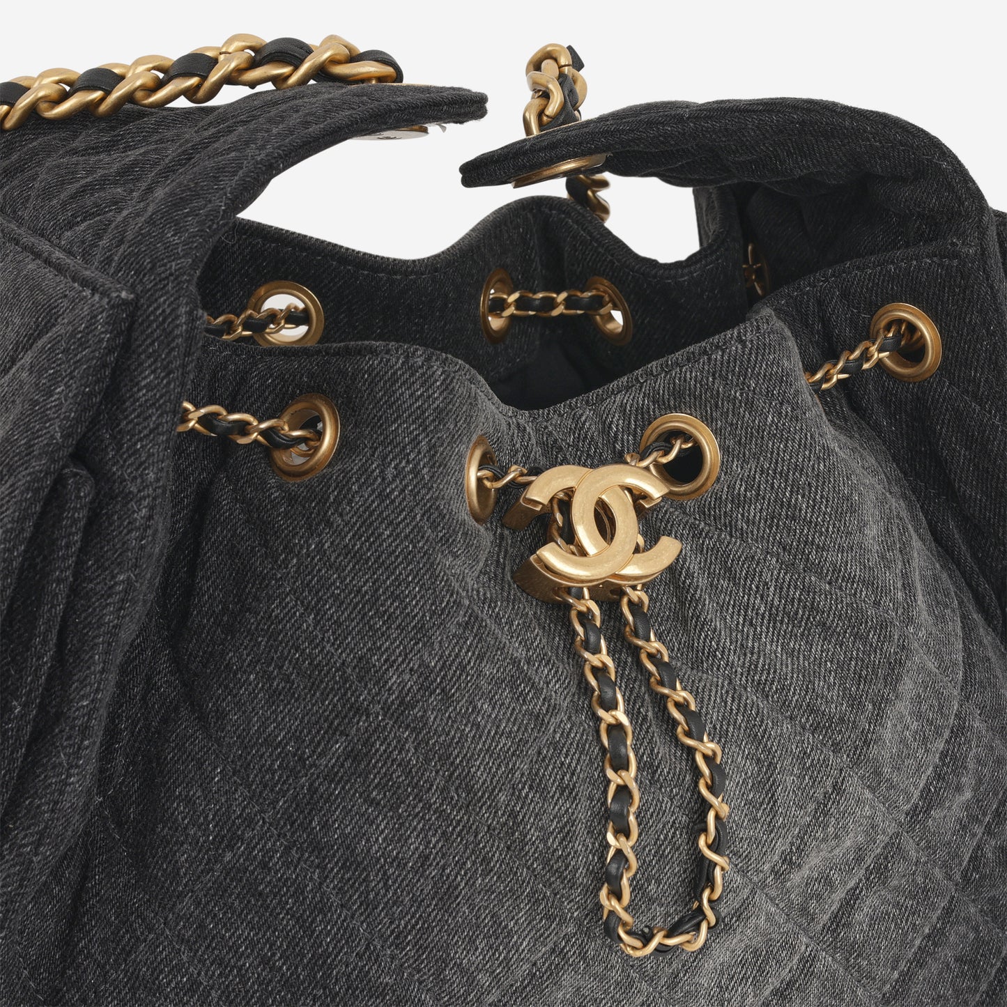 Chanel Small 25 Hobo - Black Denim | Aged Gold Hardware