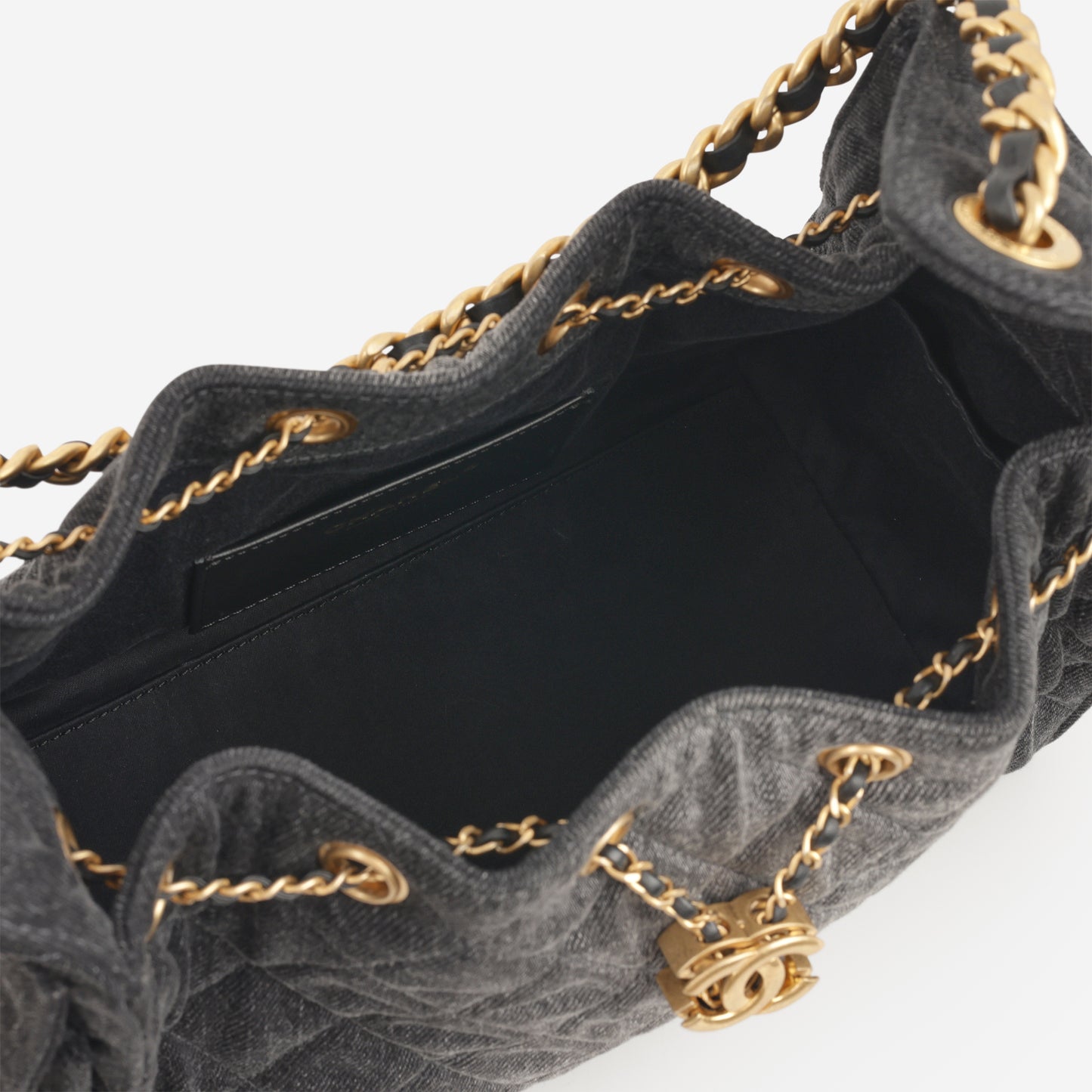Chanel Small 25 Hobo - Black Denim | Aged Gold Hardware