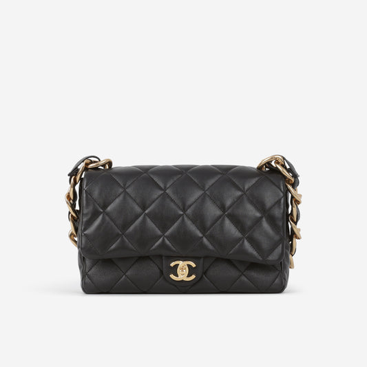 Chanel 22S Large CC Funky Town Flap Bag - Black Lambskin | Gold Hardware