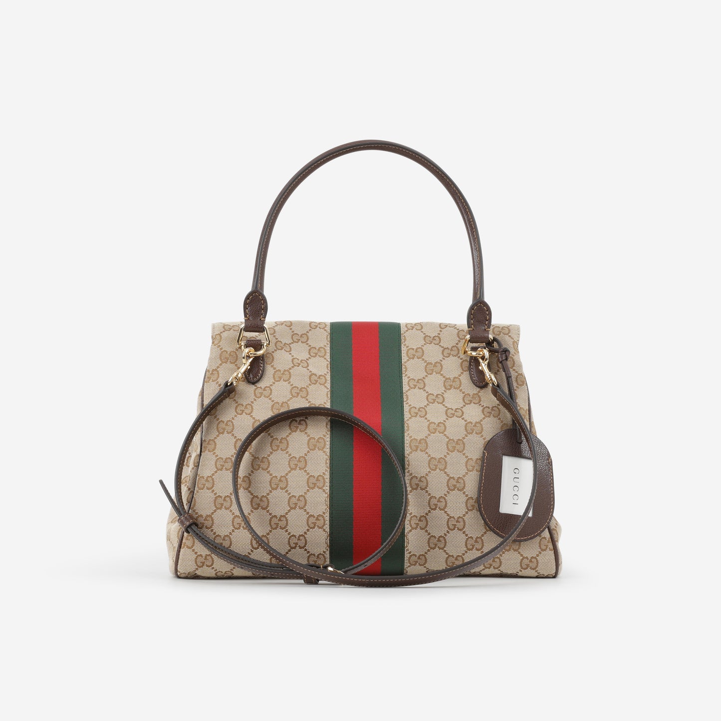 Gucci Paparazzo Medium Top Handle - Sand GG Canvas | Gold Hardware