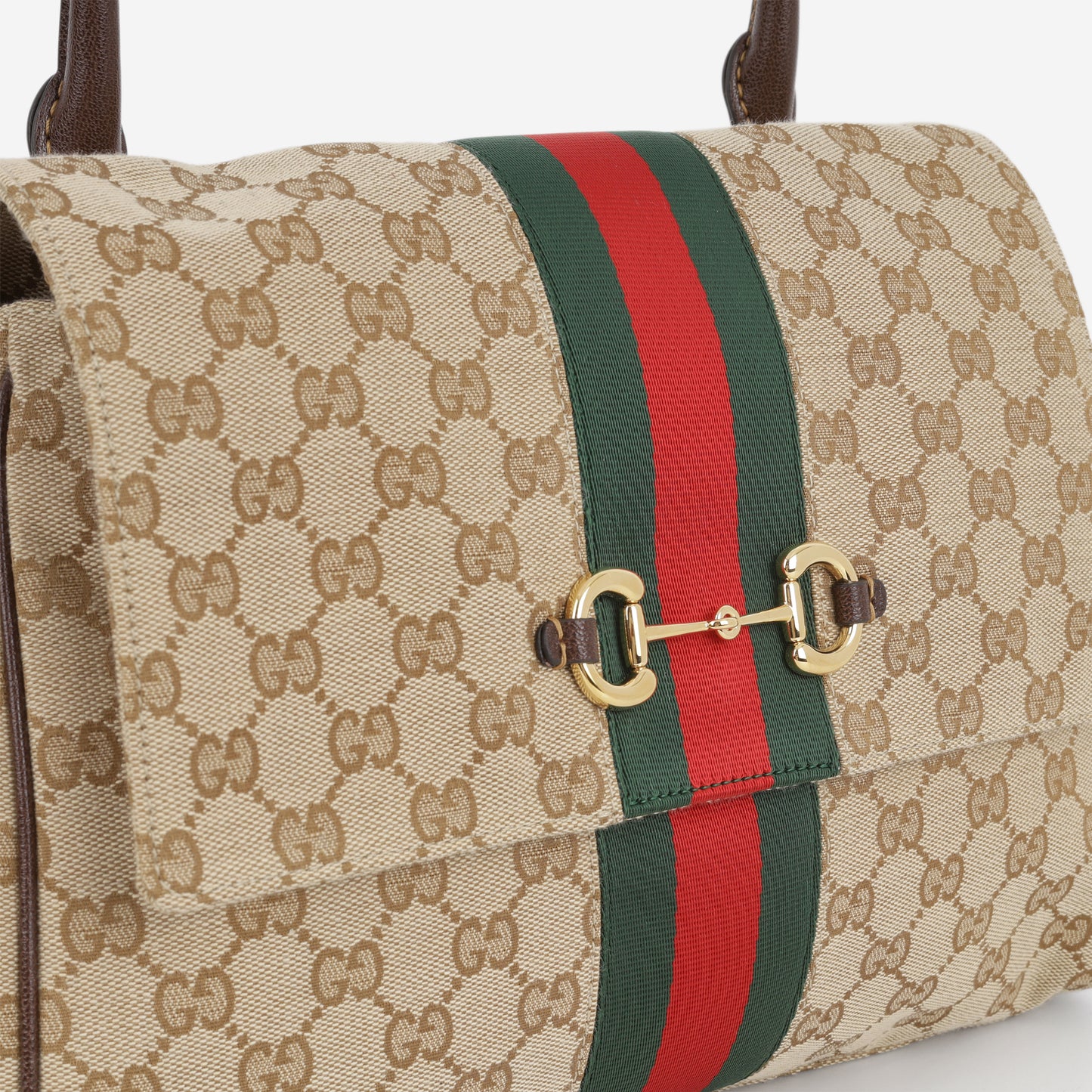 Gucci Paparazzo Medium Top Handle - Sand GG Canvas | Gold Hardware