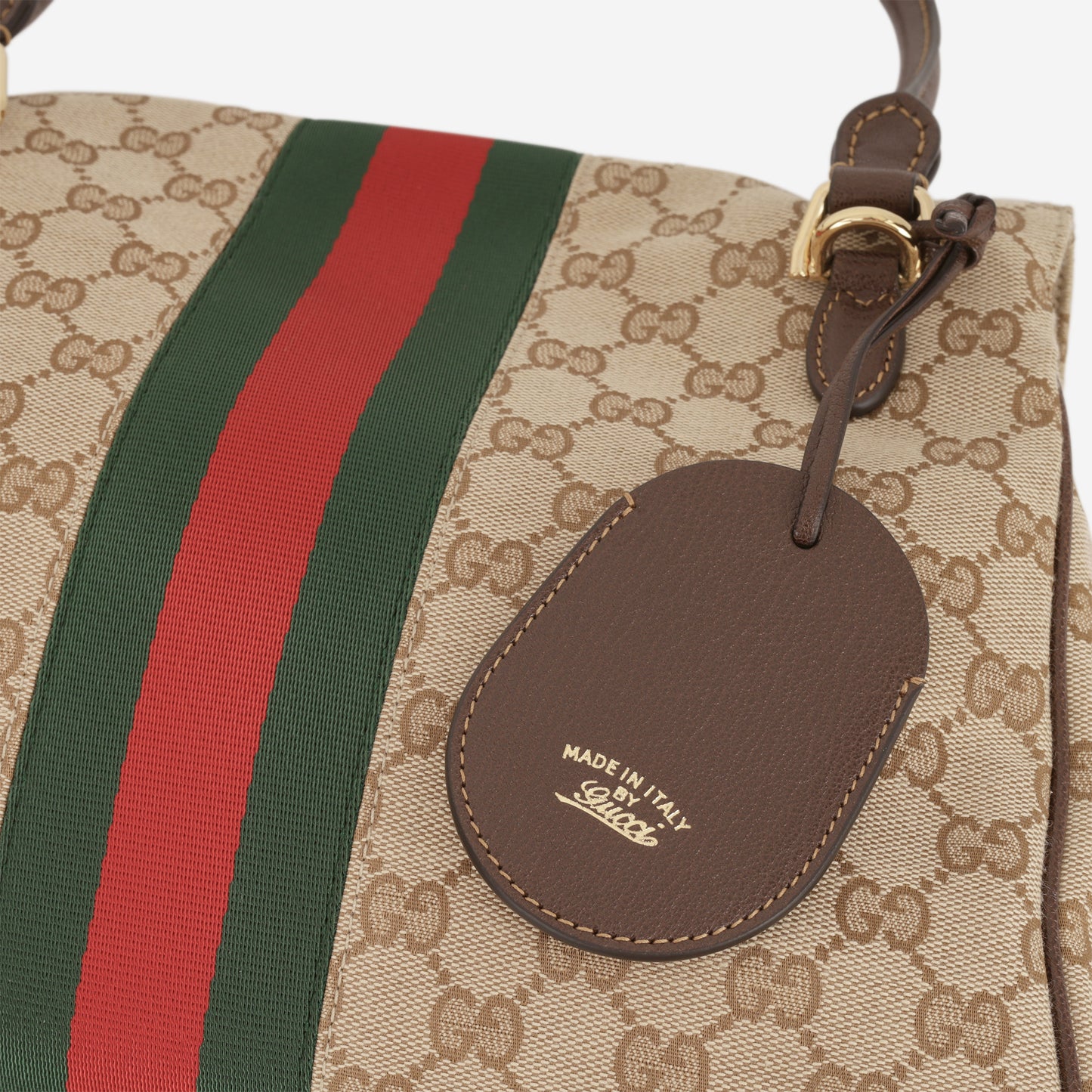 Gucci Paparazzo Medium Top Handle - Sand GG Canvas | Gold Hardware