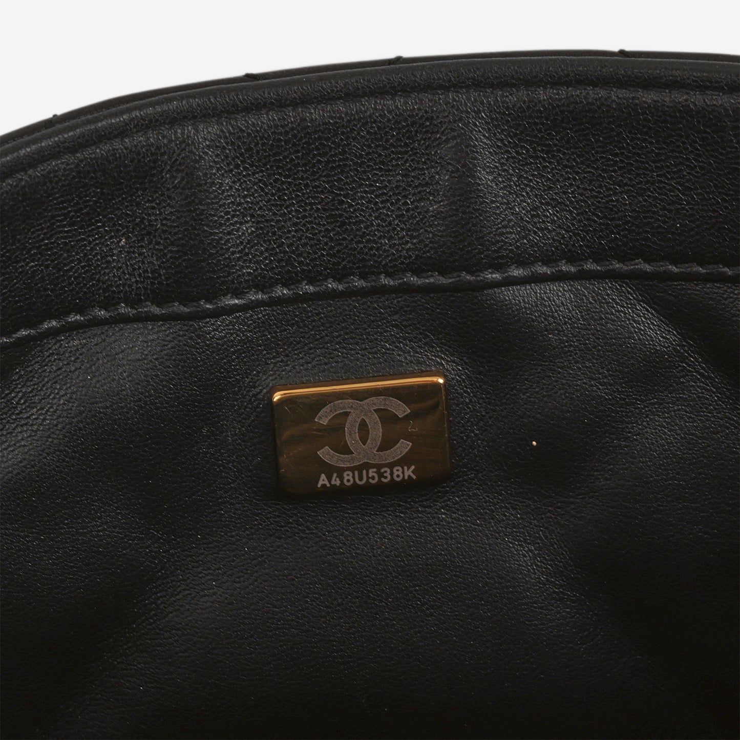 Chanel Logo Chain Flap Bag - Black Lambskin | Aged Gold Hardware