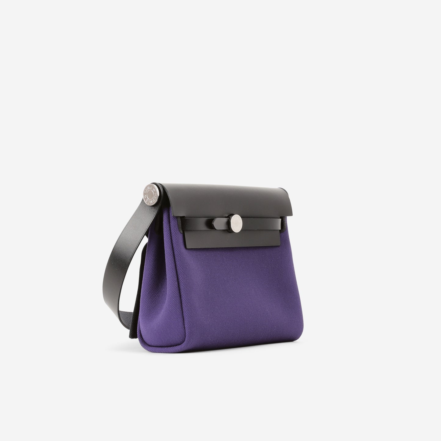 Hermès Mini Herbag 20 - Purple Canvas / Black Hunter | Palladium Hardware