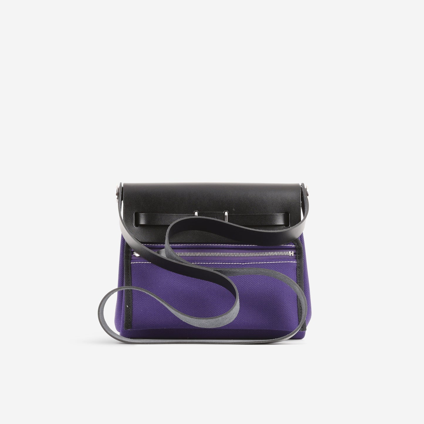 Hermès Mini Herbag 20 - Purple Canvas / Black Hunter | Palladium Hardware