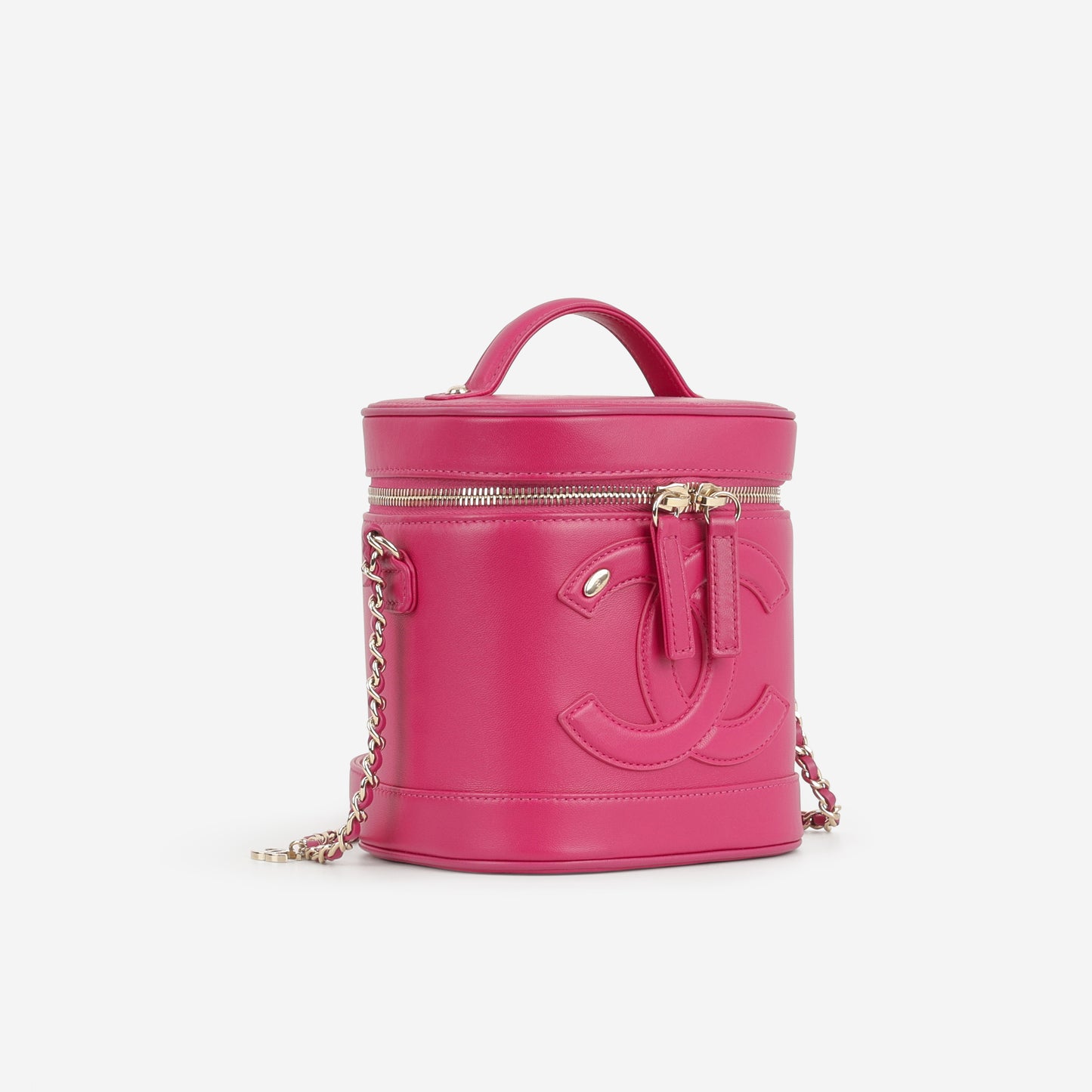 Chanel CC Timeless Vanity Case - Fuchsia Lambskin  | Champagne Gold Hardware