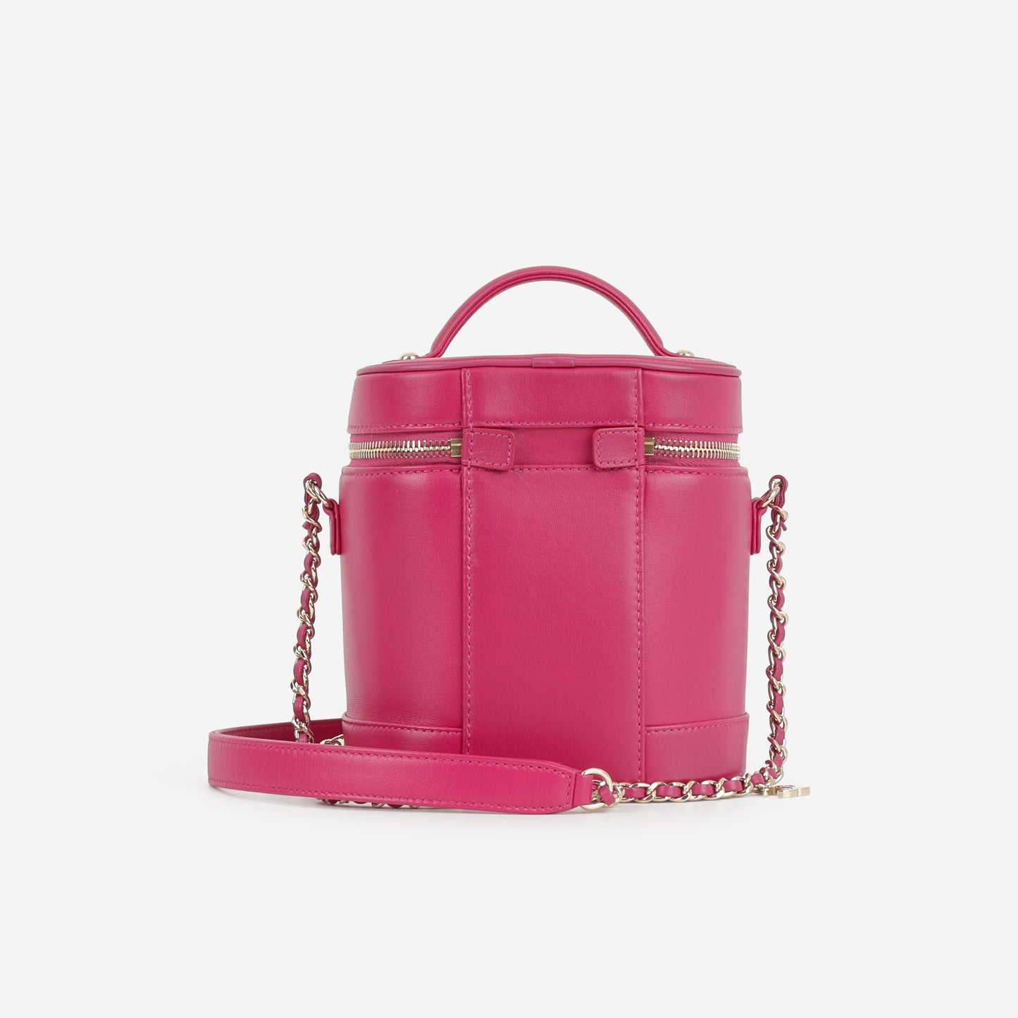 Chanel CC Timeless Vanity Case - Fuchsia Lambskin  | Champagne Gold Hardware