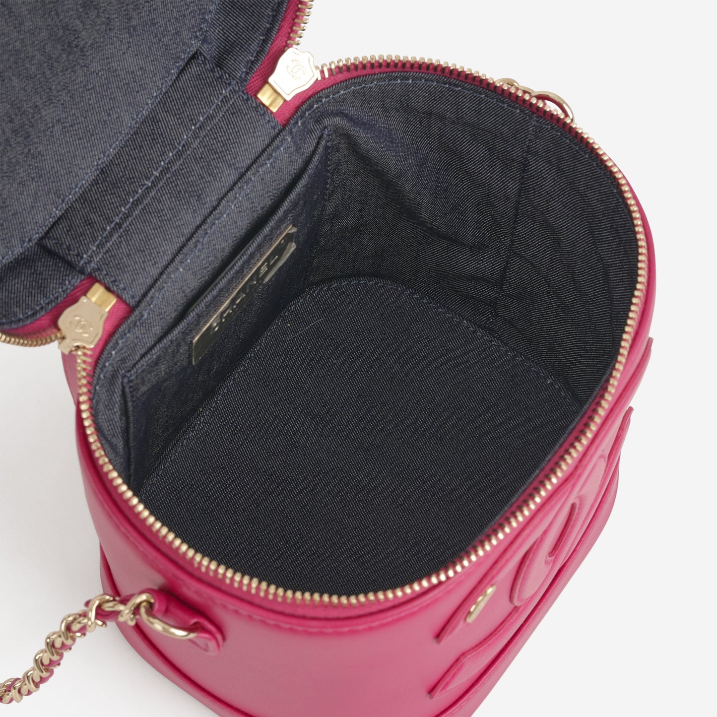 Chanel CC Timeless Vanity Case - Fuchsia Lambskin  | Champagne Gold Hardware