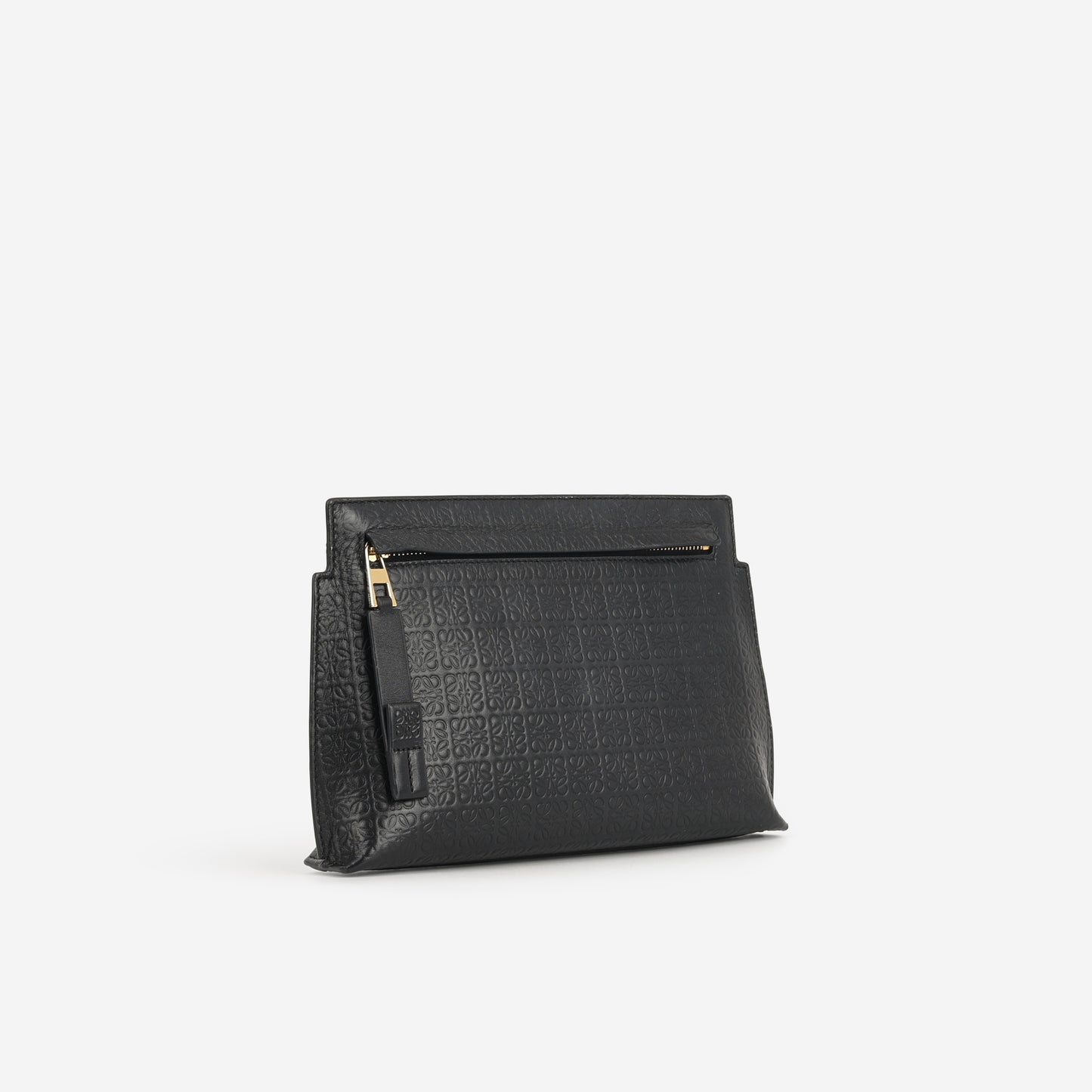 Loewe Repeat Anagram T Pouch - Black Monogram Calfskin | Gold Hardware