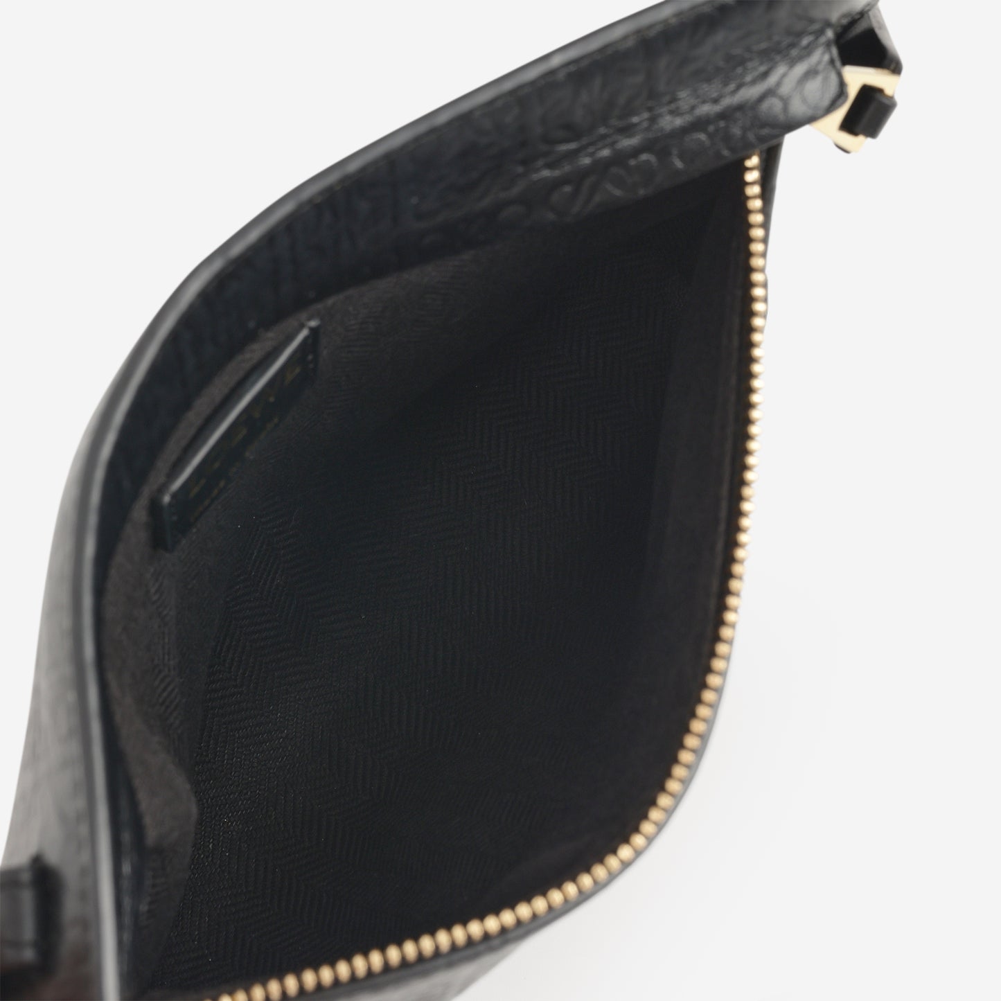 Loewe Repeat Anagram T Pouch - Black Monogram Calfskin | Gold Hardware