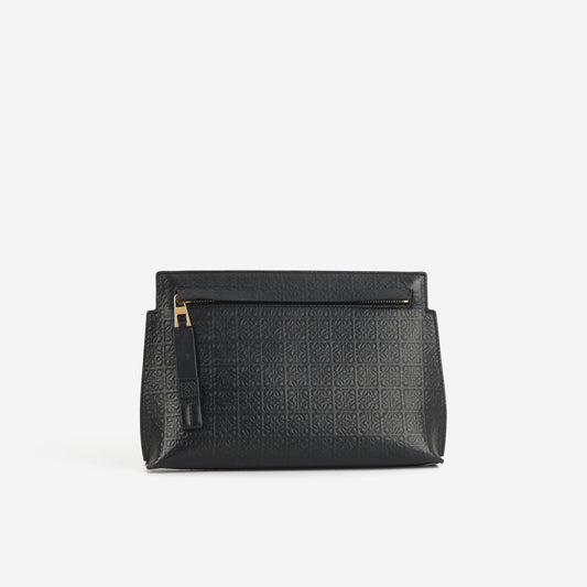 Loewe Repeat Anagram T Pouch - Black Monogram Calfskin | Gold Hardware