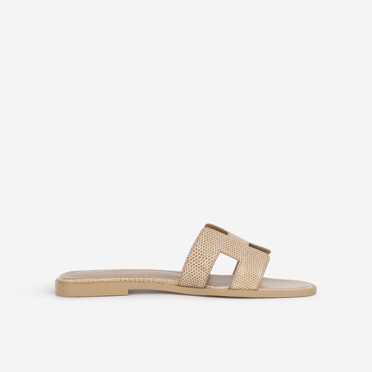 Hermes Oran Sandals - Beige Argile Lizard | Size 37