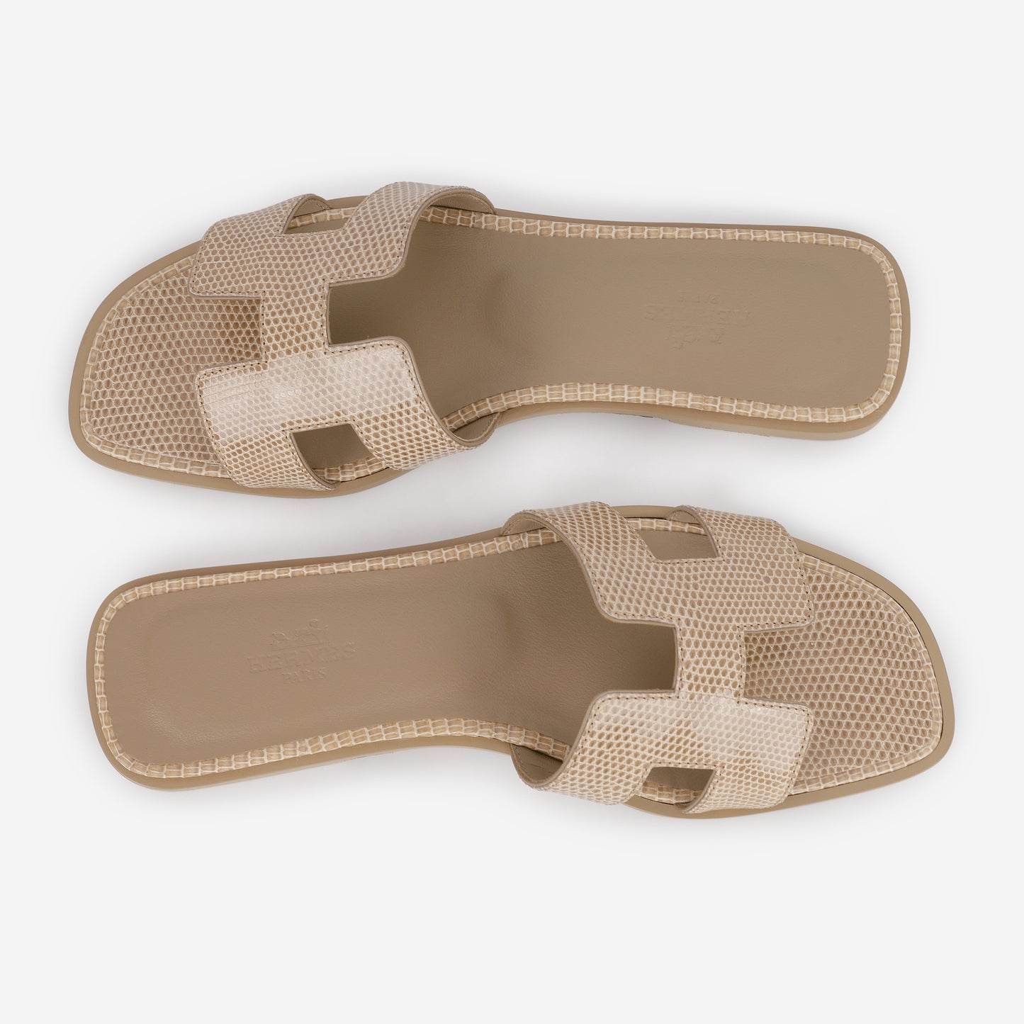 Hermes Oran Sandals - Beige Argile Lizard | Size 37