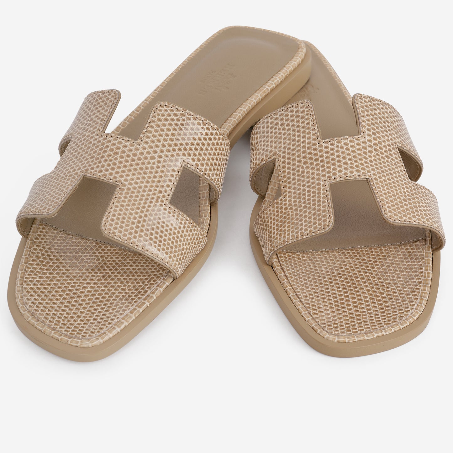 Hermes Oran Sandals - Beige Argile Lizard | Size 37