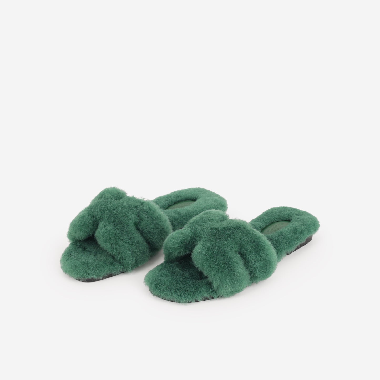 Hermes Oran Sandals - Vert Anglais Shearling | Size 36.5