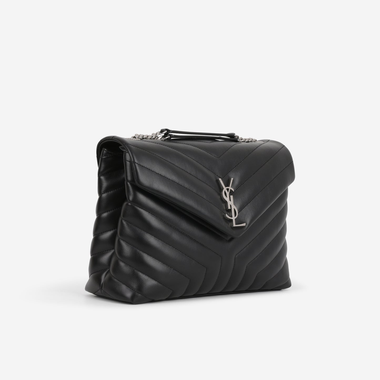 Saint Laurent Large Loulou - Black Lambskin | Silver Hardware