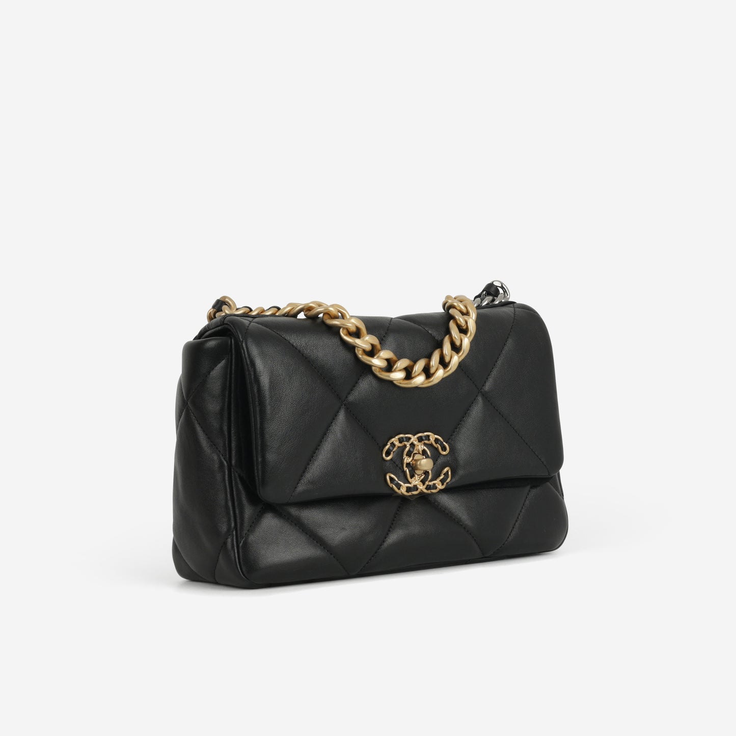 Chanel Small 19 Flap Bag - Black Lambskin | Gold & Silver Hardware