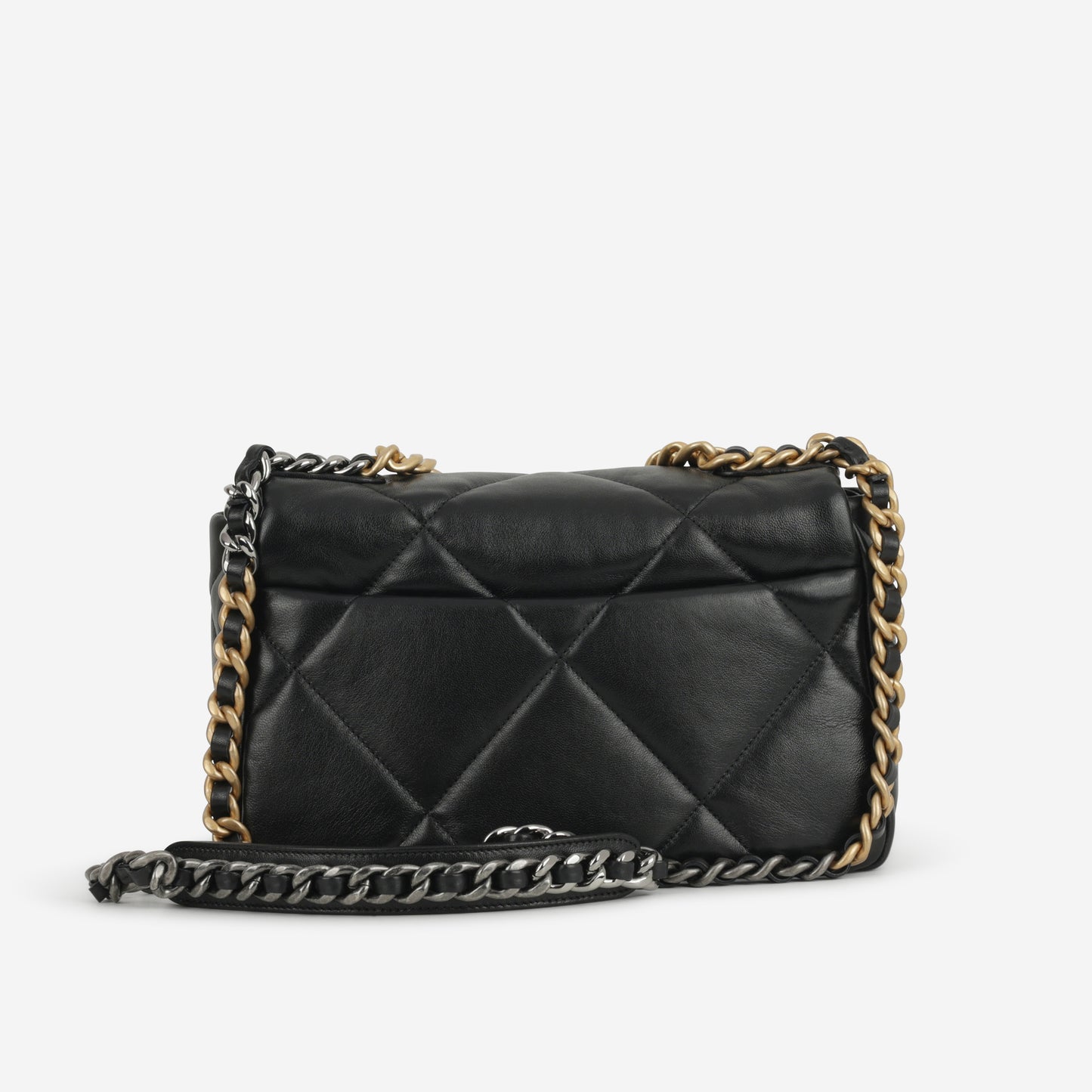 Chanel Small 19 Flap Bag - Black Lambskin | Gold & Silver Hardware