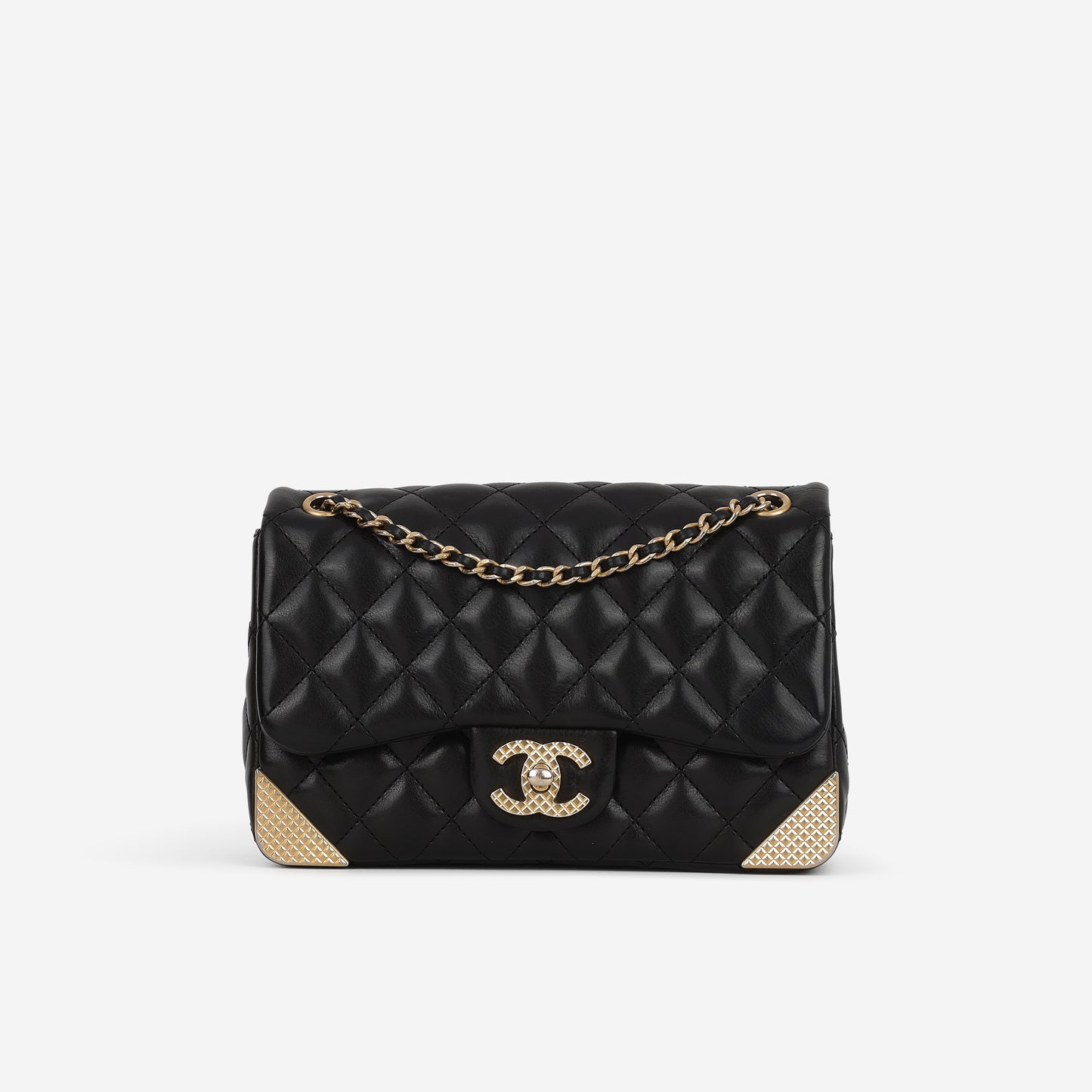 Chanel Small Rock The Corner Flap Bag - Black Calfskin | Gold Hardware