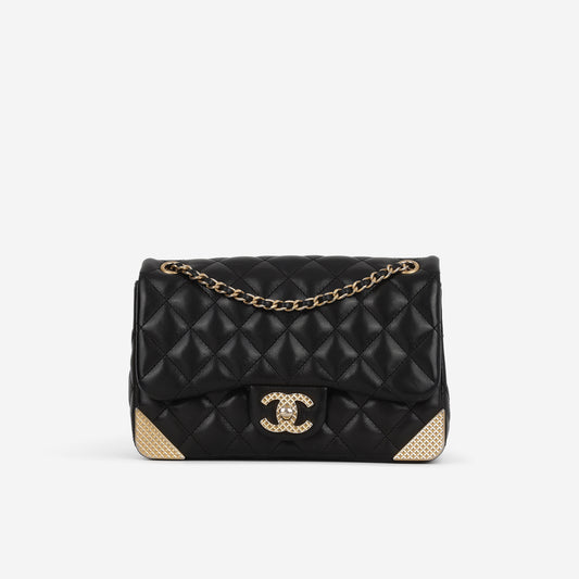 Chanel Small Rock The Corner Flap Bag - Black Calfskin | Gold Hardware