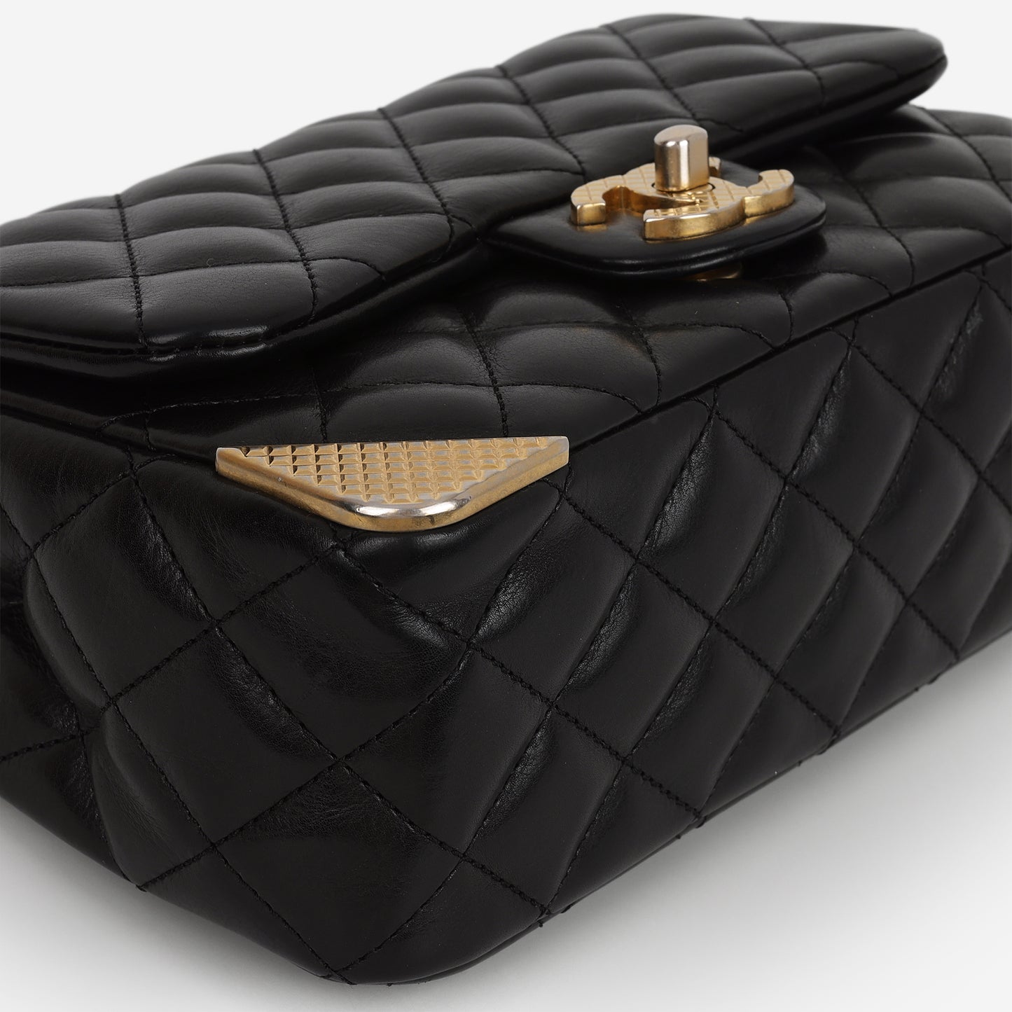 Chanel Small Rock The Corner Flap Bag - Black Calfskin | Gold Hardware