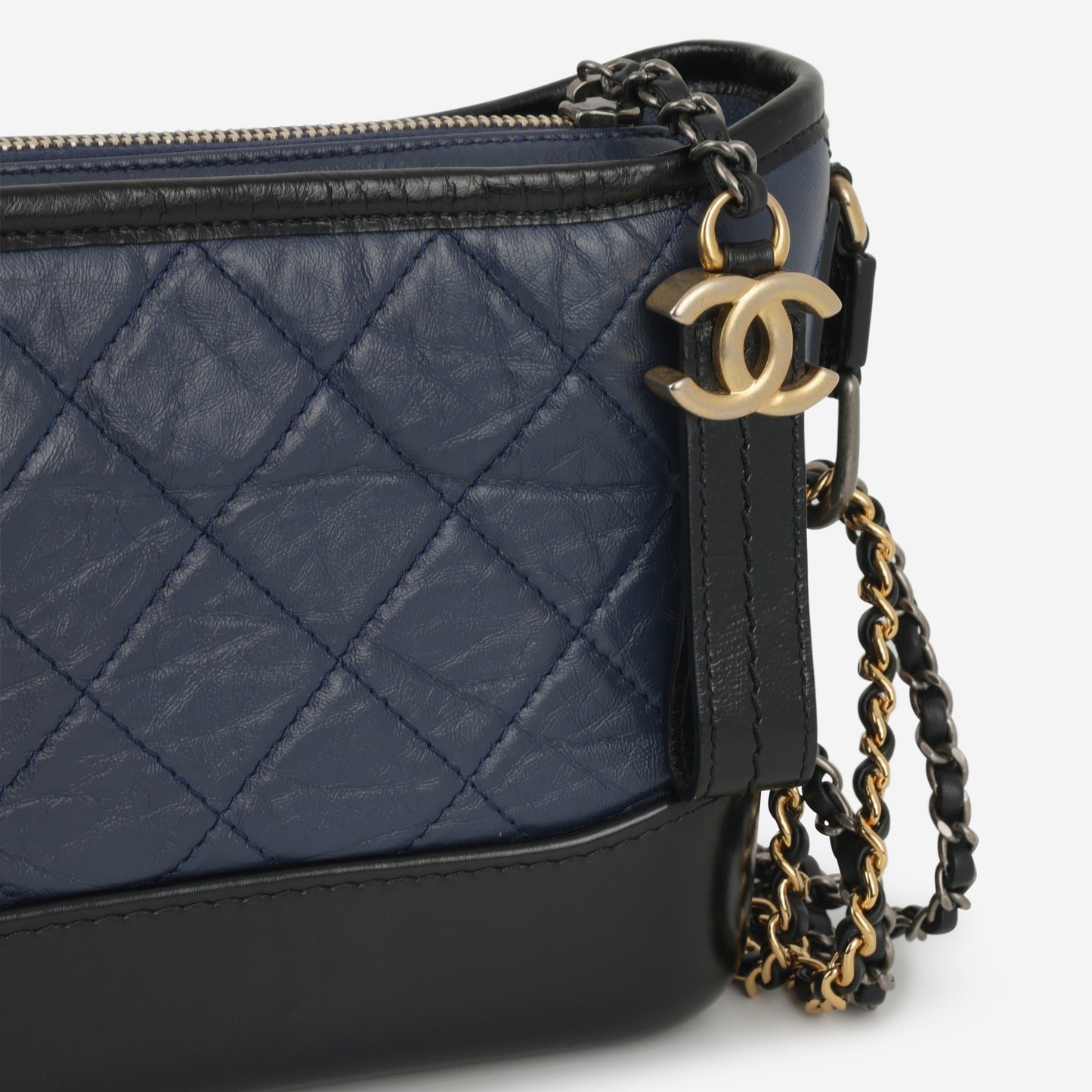 Chanel Small Gabrielle Bag - Navy / Black Aged Calfskin | Mixed Hardware