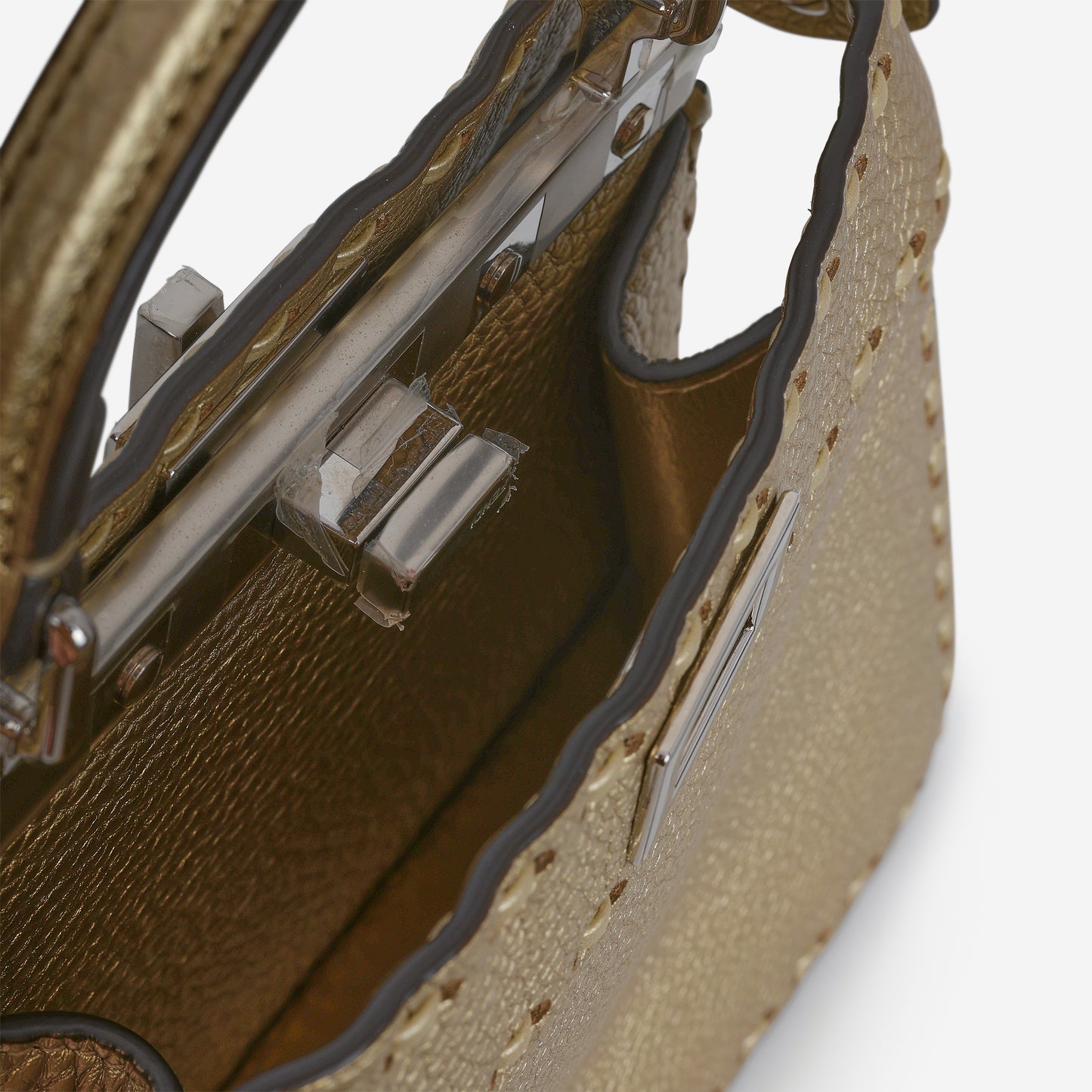 Fendi Petite Peekaboo ISeeU - Gold Grained Calfskin | Silver Hardware