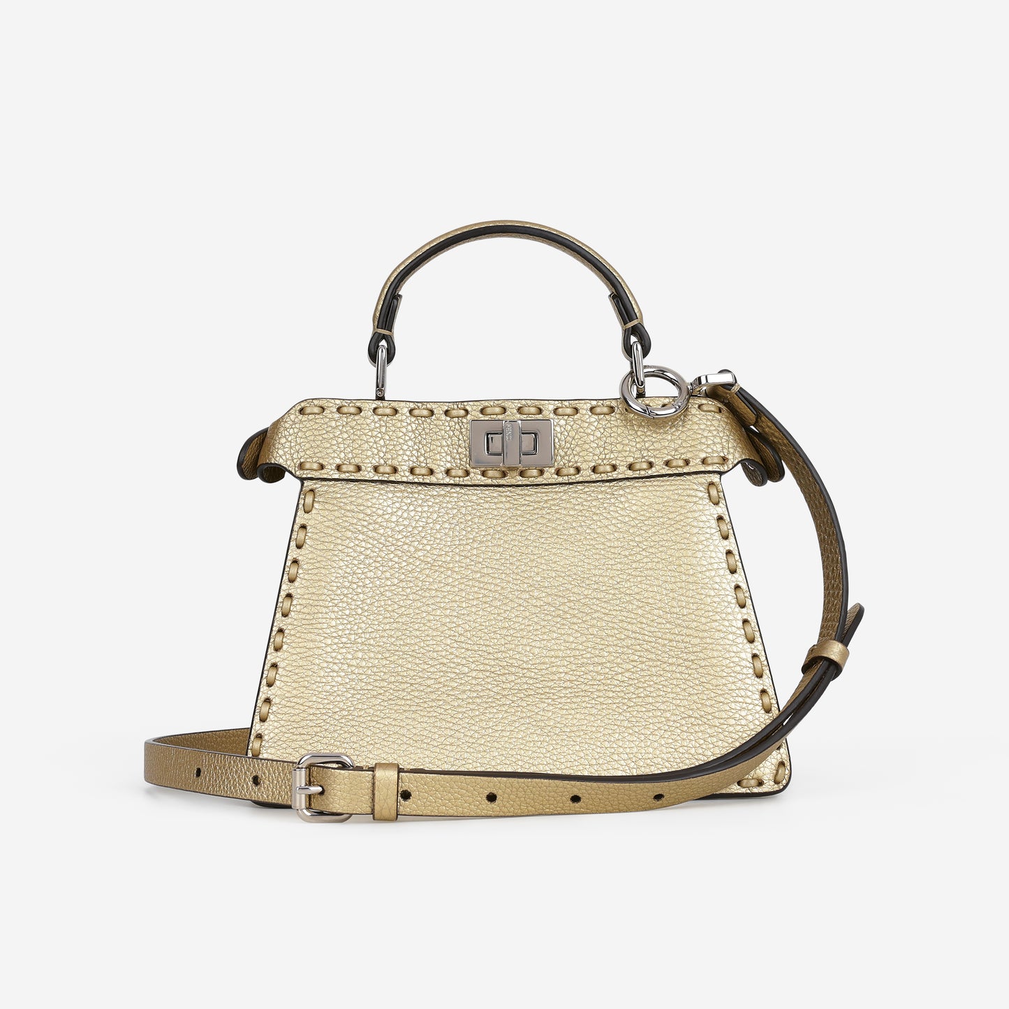 Fendi Petite Peekaboo ISeeU - Gold Grained Calfskin | Silver Hardware