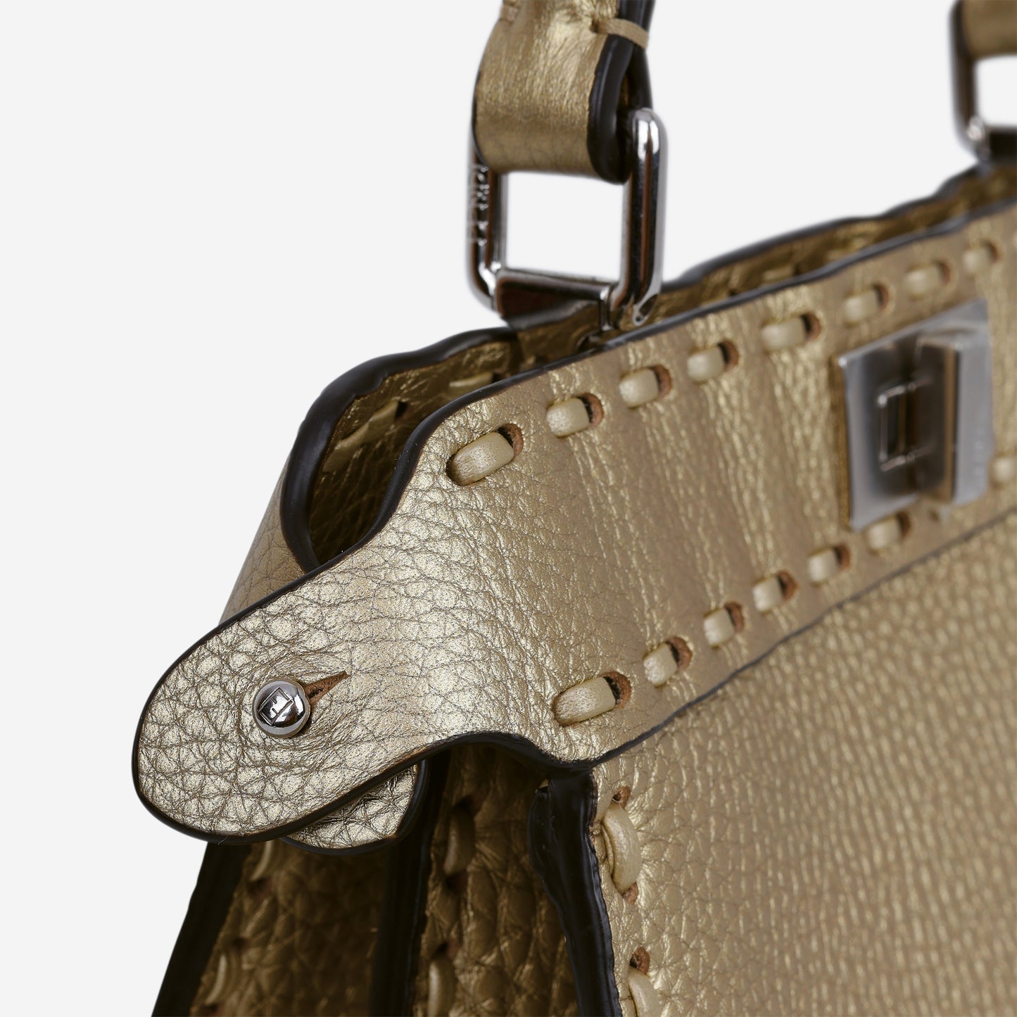 Fendi Petite Peekaboo ISeeU - Gold Grained Calfskin | Silver Hardware