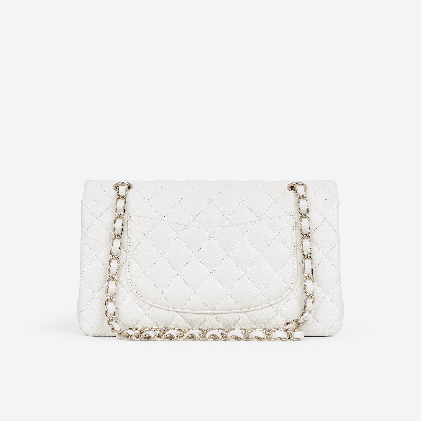 Chanel Medium Classic Flap - White Caviar | Champagne Gold Hardware