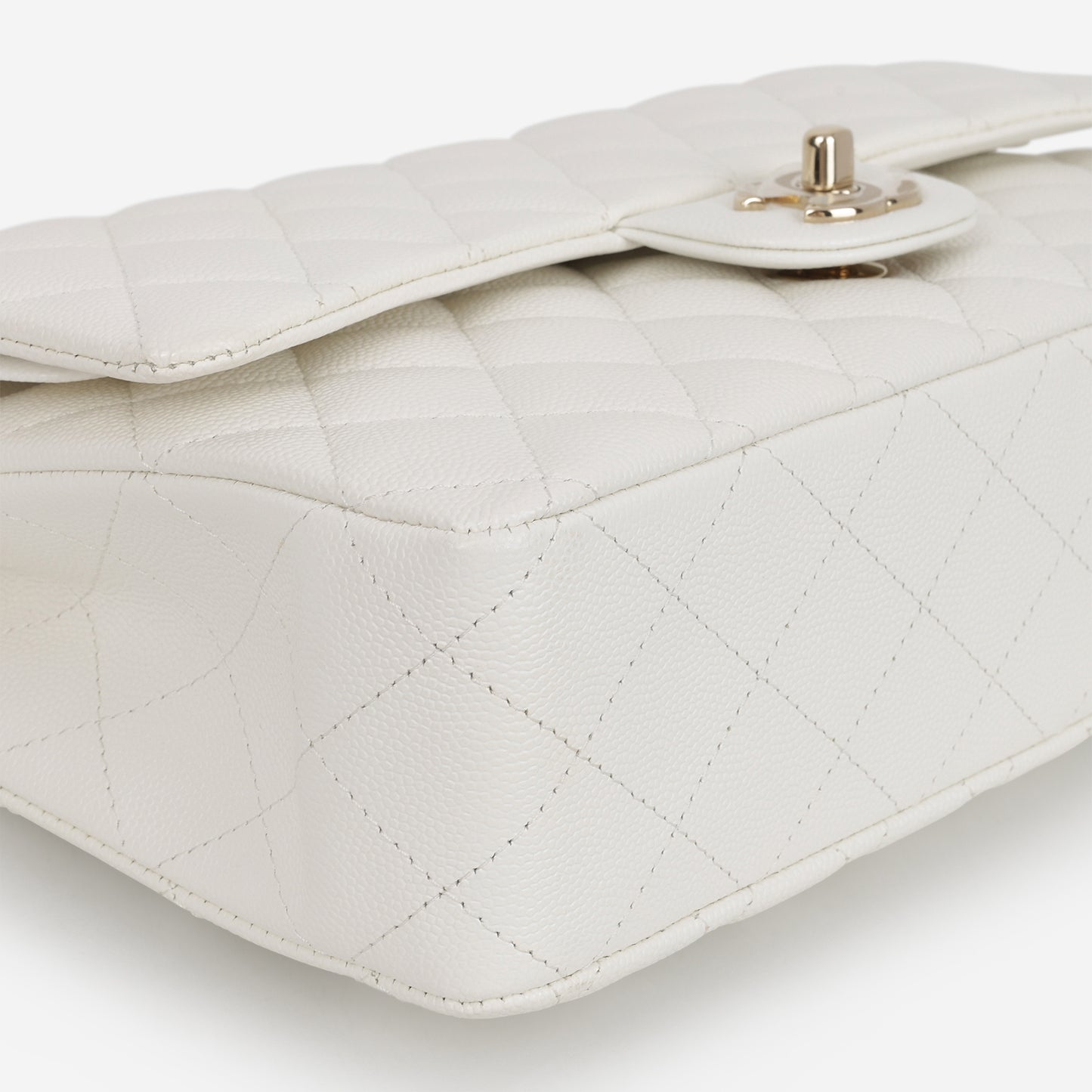 Chanel Medium Classic Flap - White Caviar | Champagne Gold Hardware