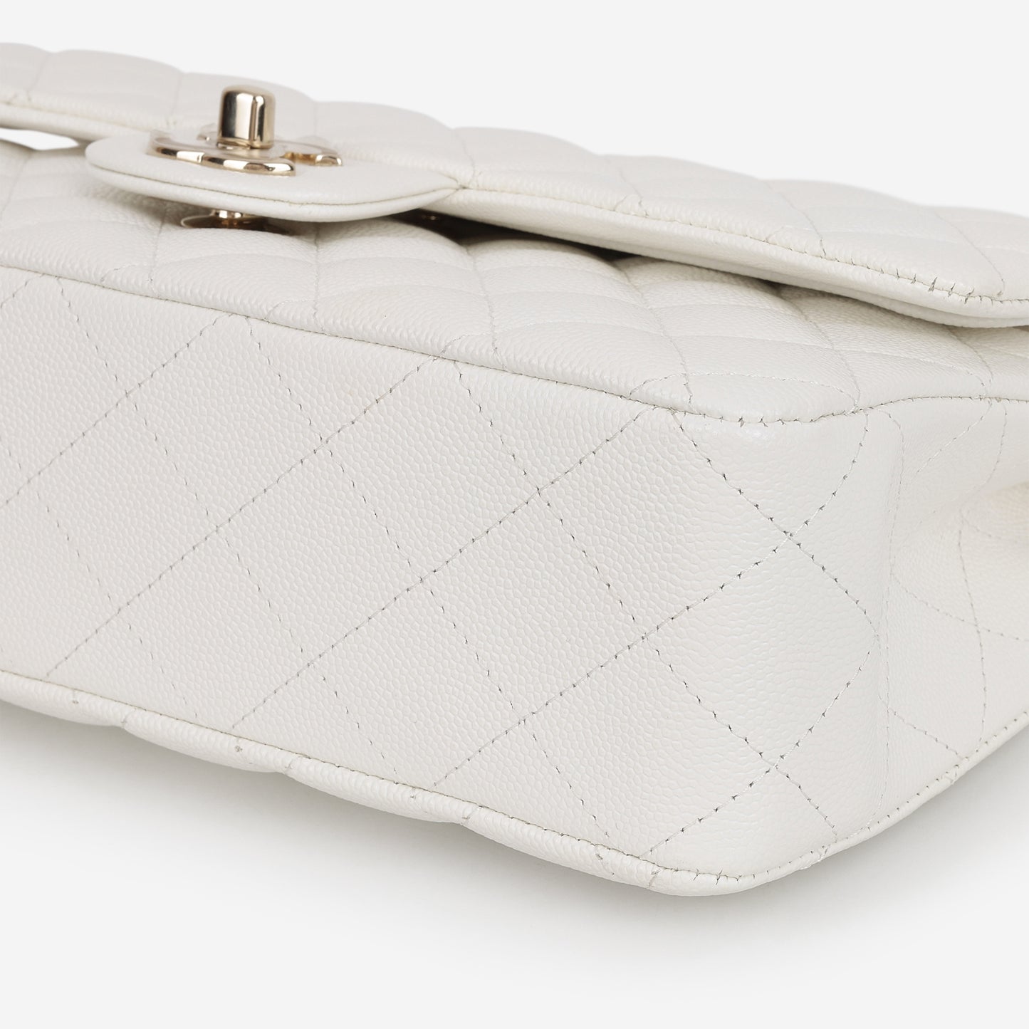Chanel Medium Classic Flap - White Caviar | Champagne Gold Hardware