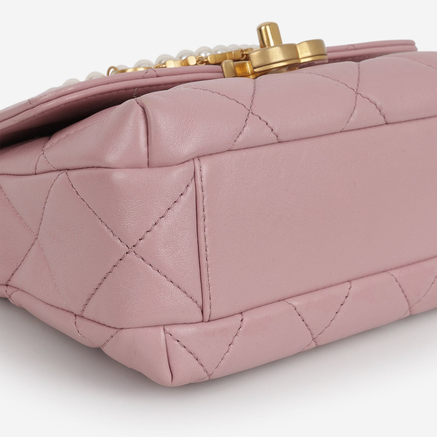Chanel CC Pearl Mini Flap - Pink Lambskin | Aged Gold Hardware