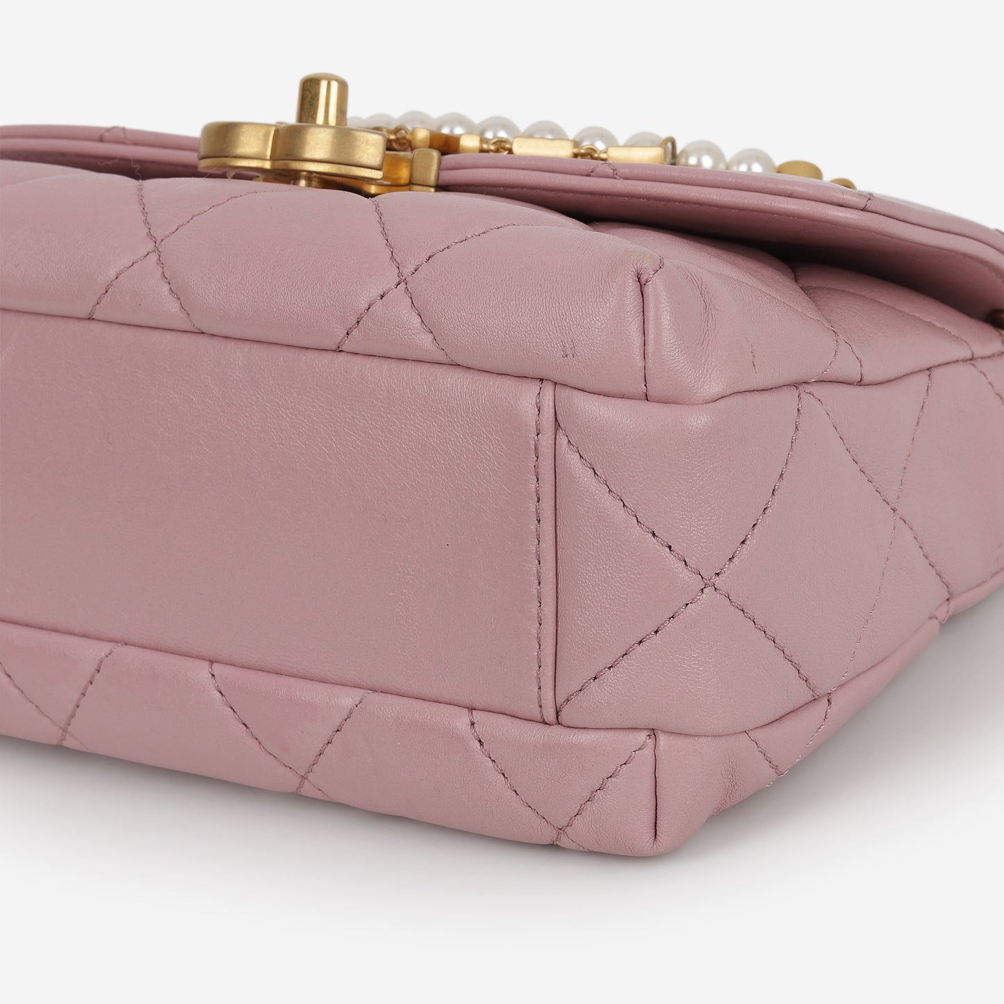 Chanel CC Pearl Mini Flap - Pink Lambskin | Aged Gold Hardware