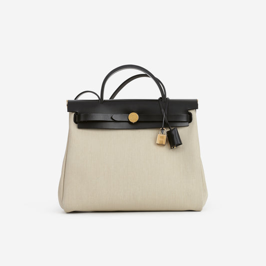 Hermès Herbag 31 - Beton Canvas / Black Hunter | Gold Hardware